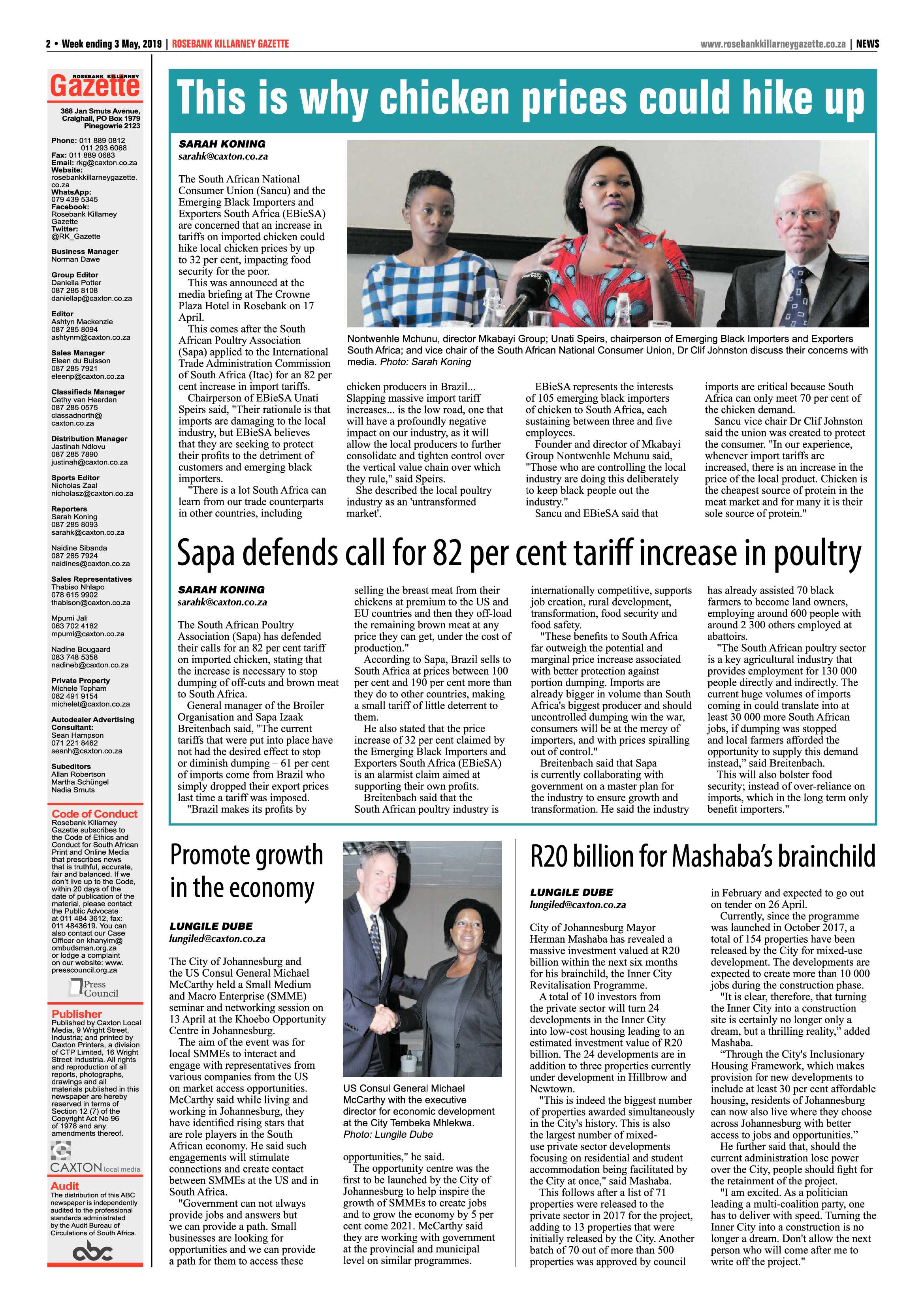 Rosebank Killarney Gazette 3 May, 2019 page 2
