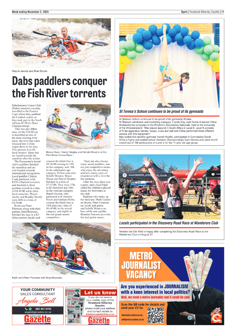 Rosebank Killarney Gazette 3 Novemeber 2023 page 19