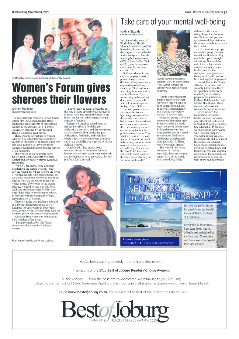 Rosebank Killarney Gazette 3 Novemeber 2023 page 3