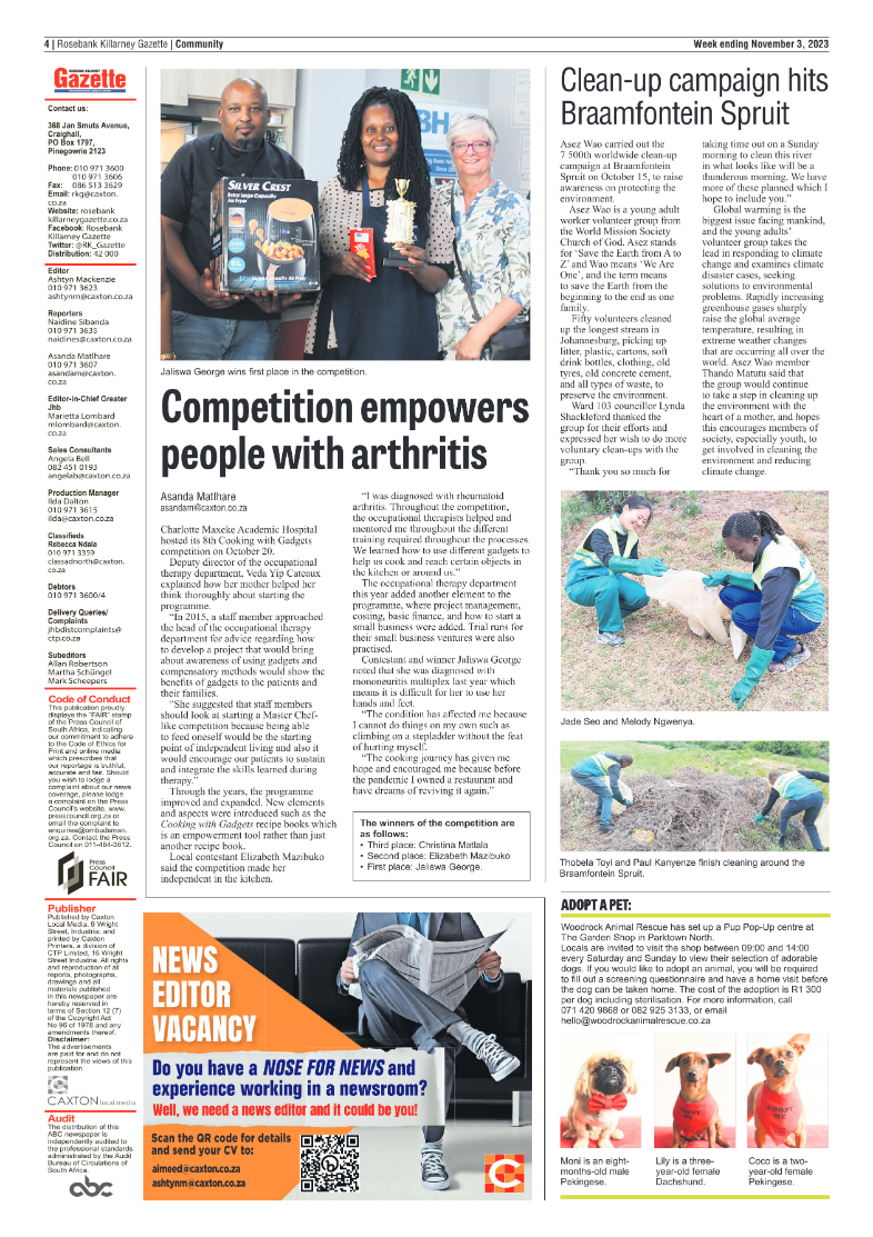 Rosebank Killarney Gazette 3 Novemeber 2023 page 4