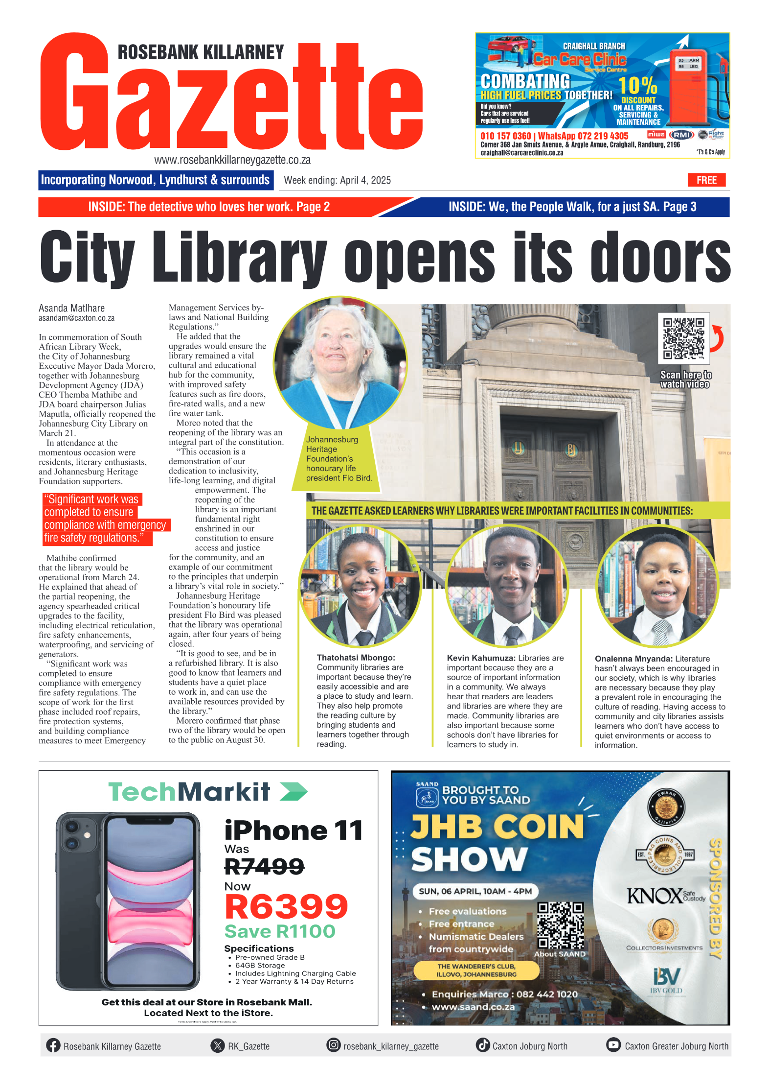 Rosebank Killarney Gazette 4 April 2025 page 1