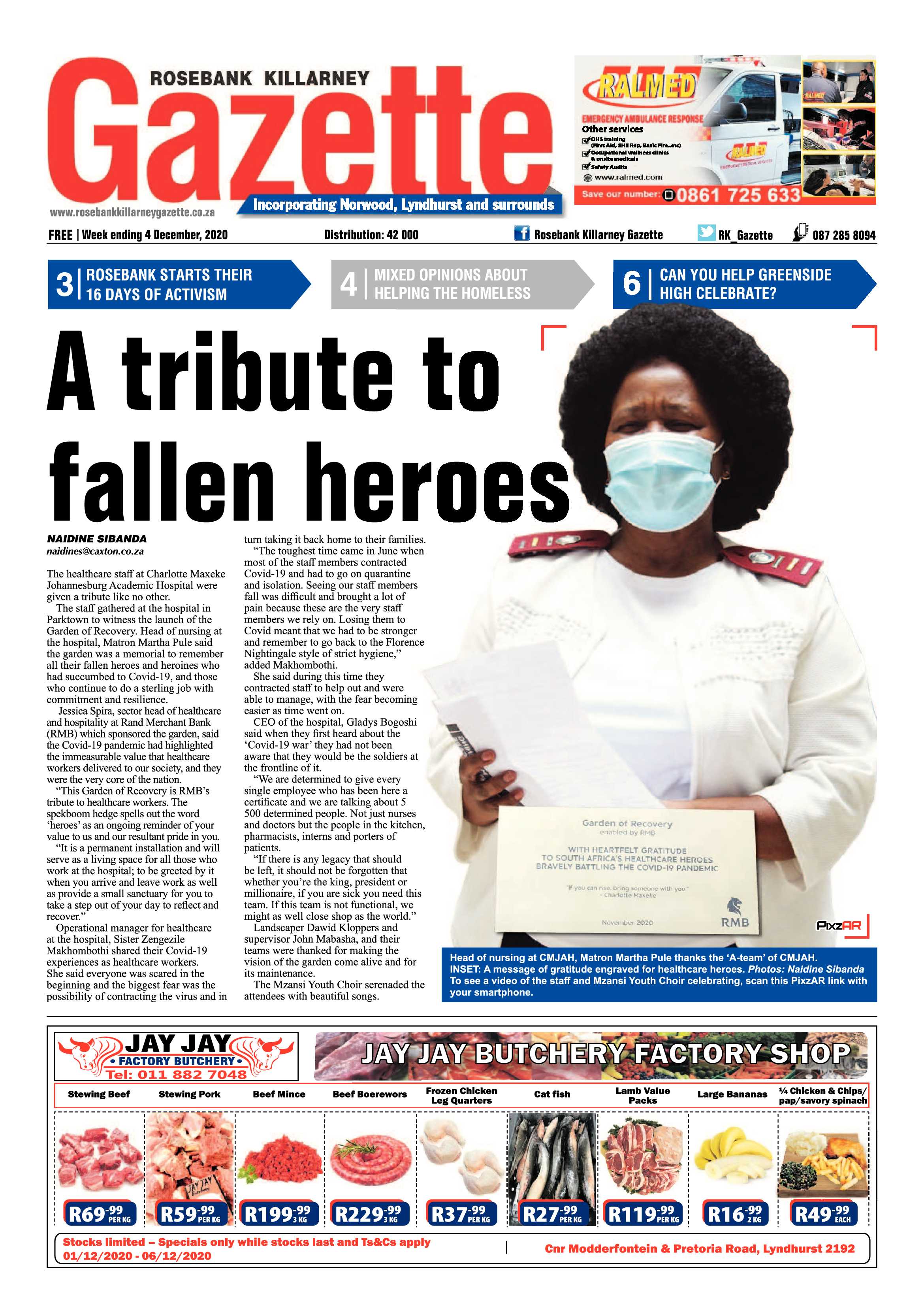 Rosebank Killarney Gazette 4 December 2020 page 1