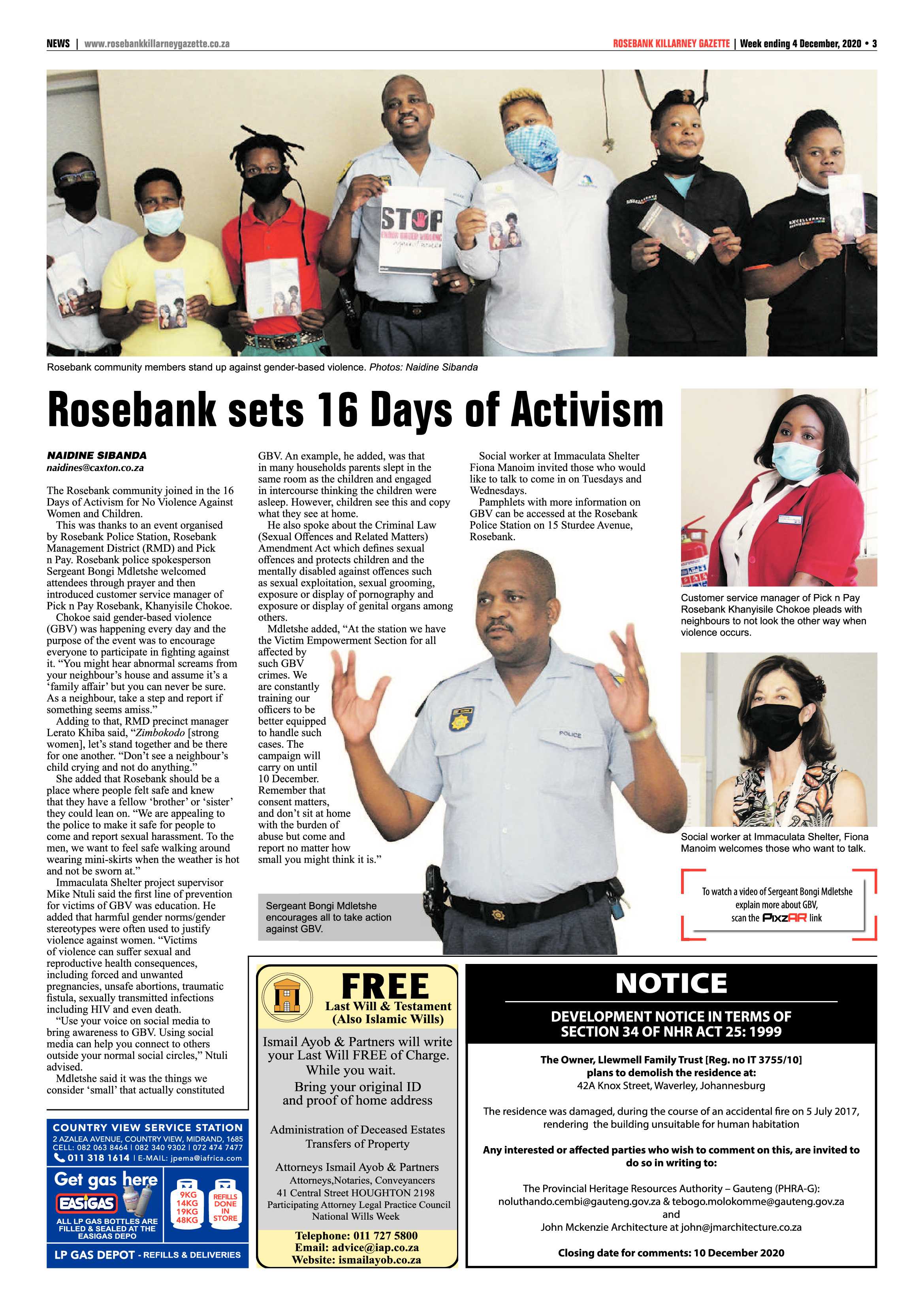 Rosebank Killarney Gazette 4 December 2020 page 3