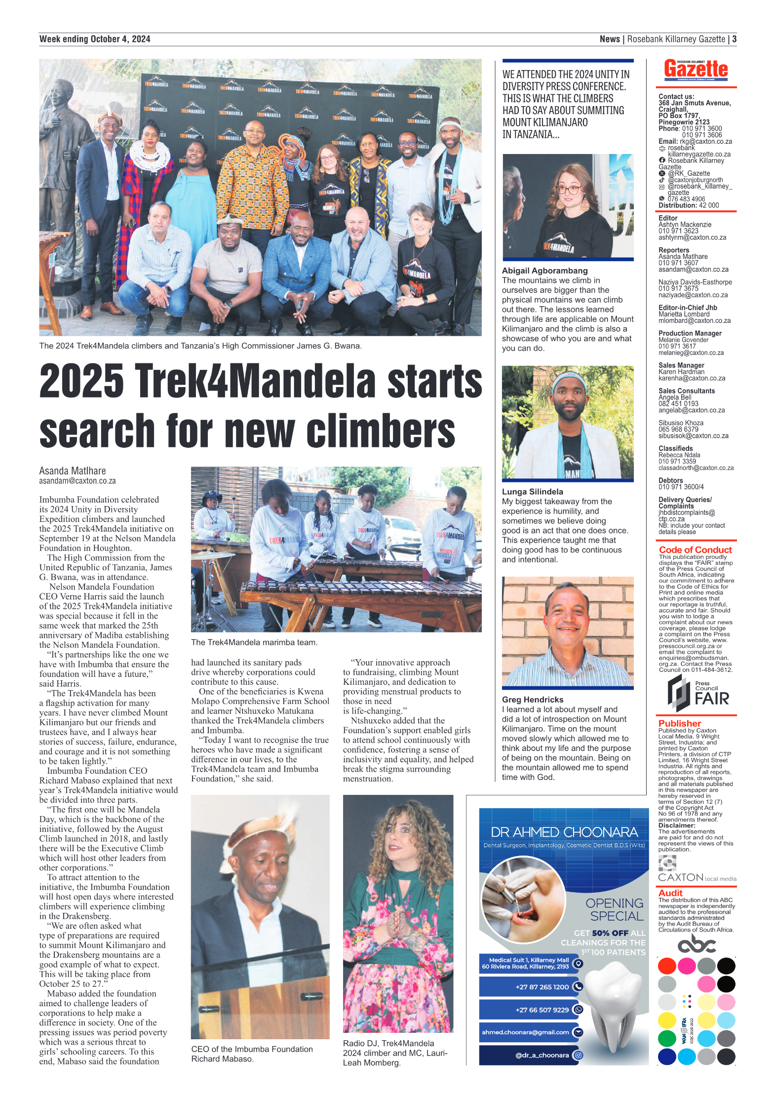 Rosebank Killarney Gazette 4 October 2024 page 3