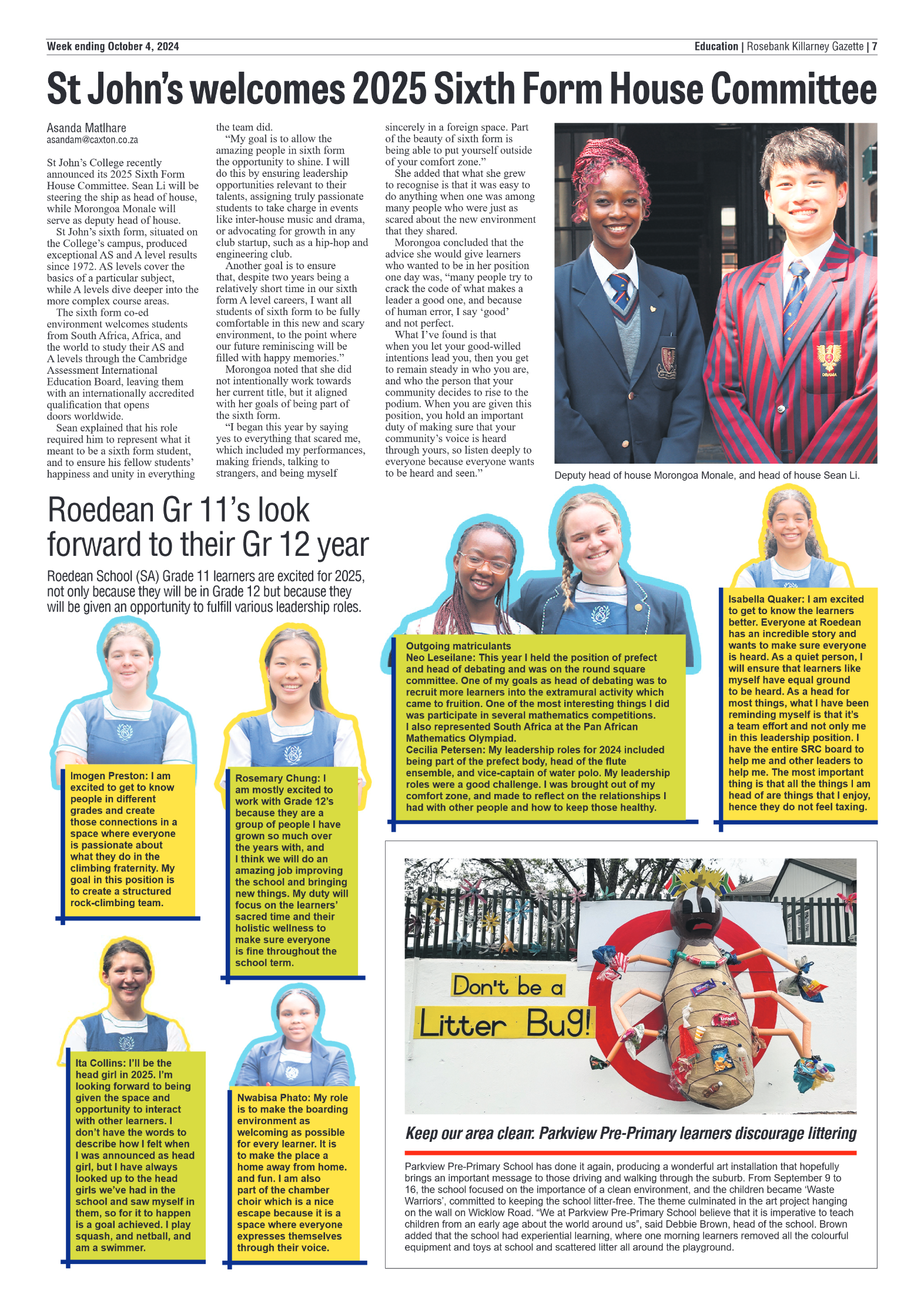 Rosebank Killarney Gazette 4 October 2024 page 7