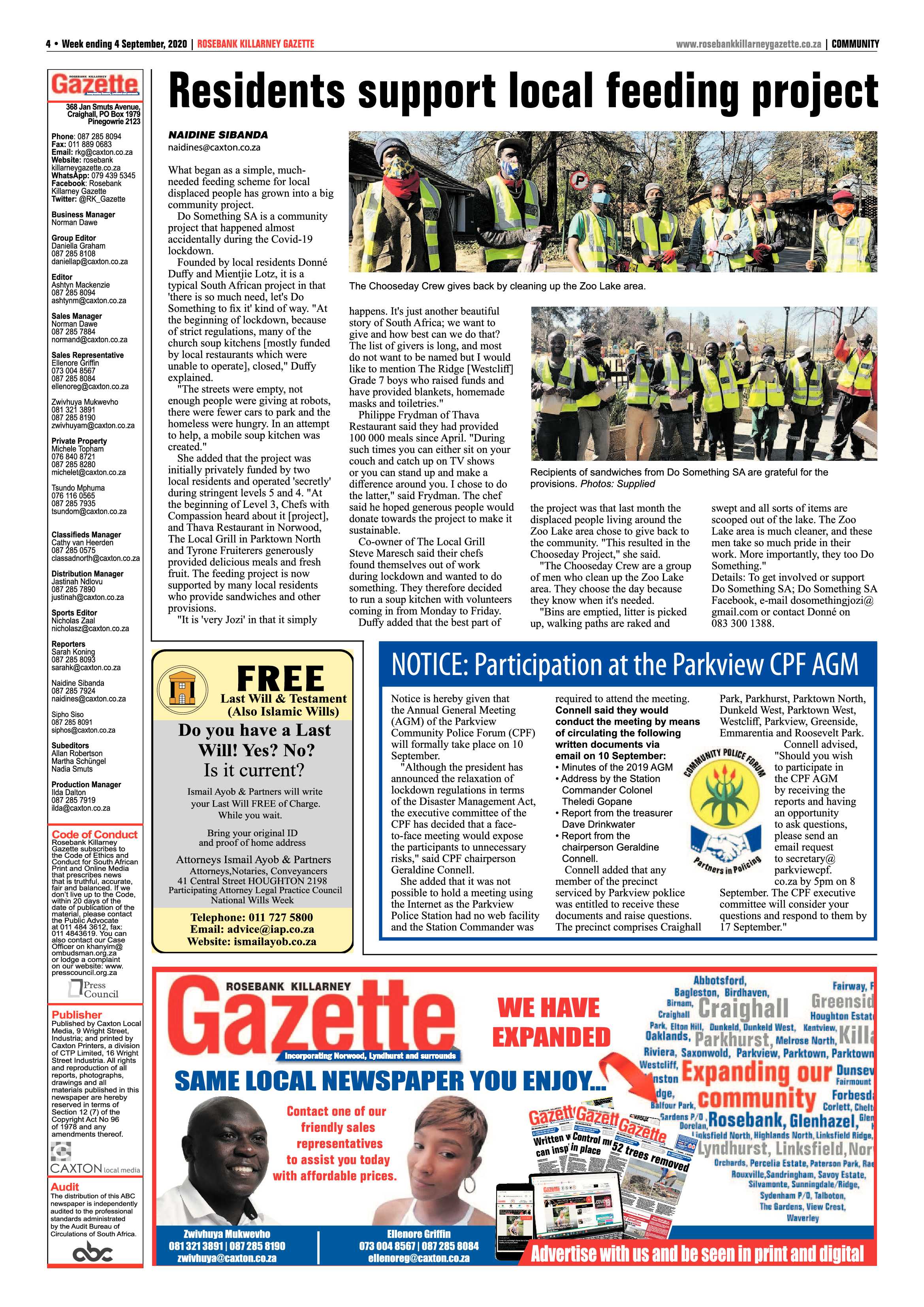 Rosebank Killarney Gazette 04 September 2020 page 4