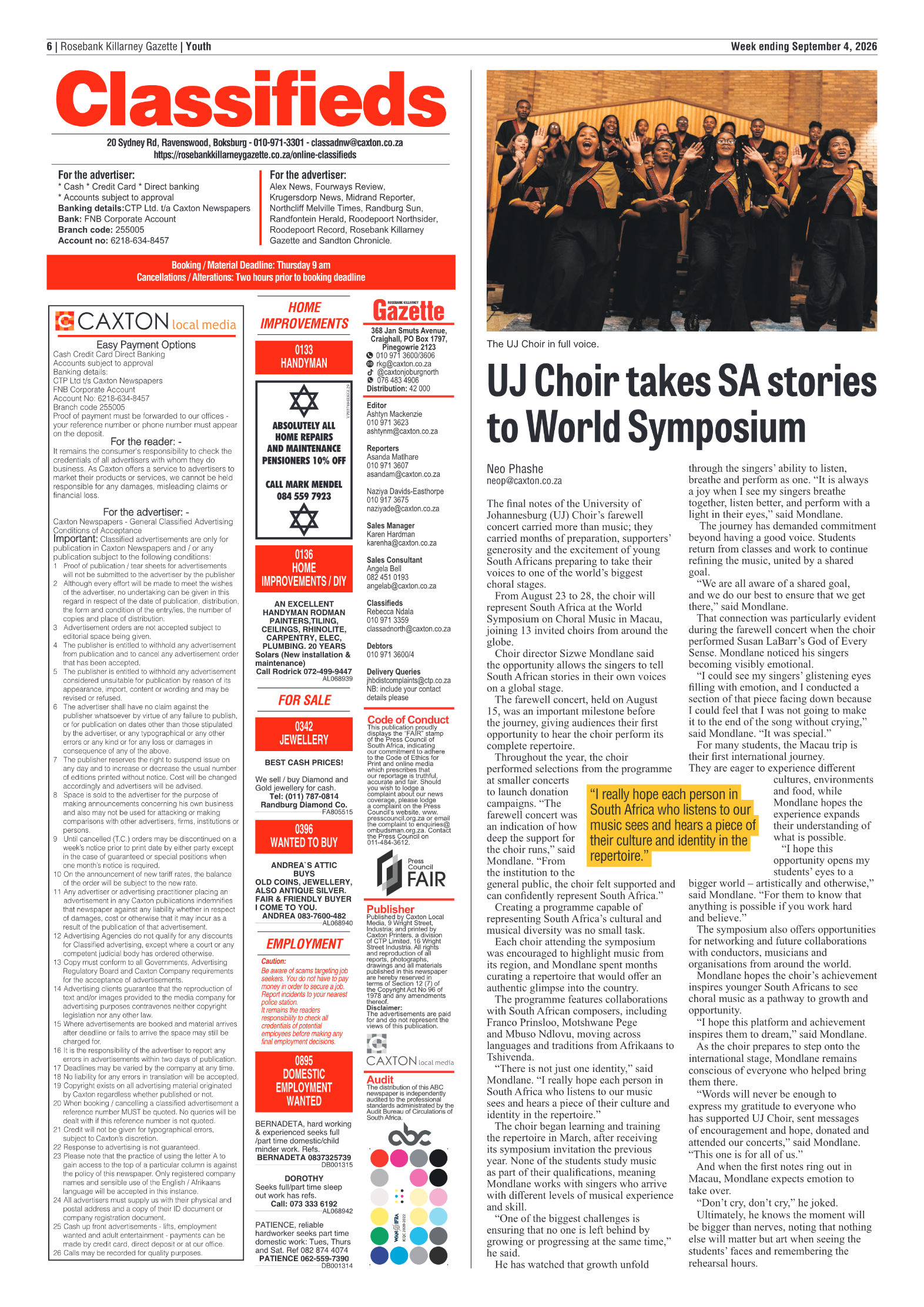 Rosebank Killarney Gazette 4 September 2026 page 6