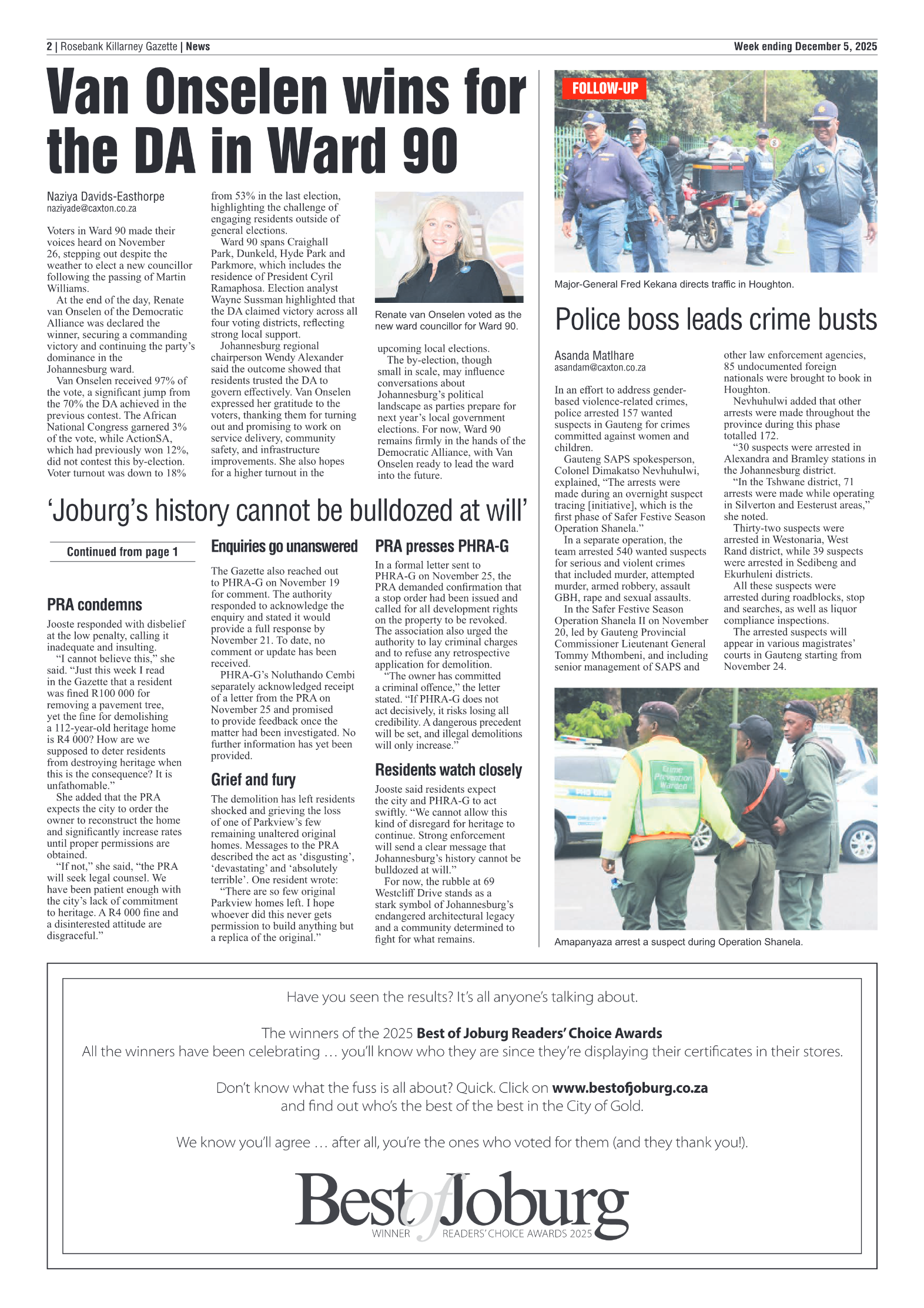 Rosebank Killarney Gazette 5 December 2025 page 2