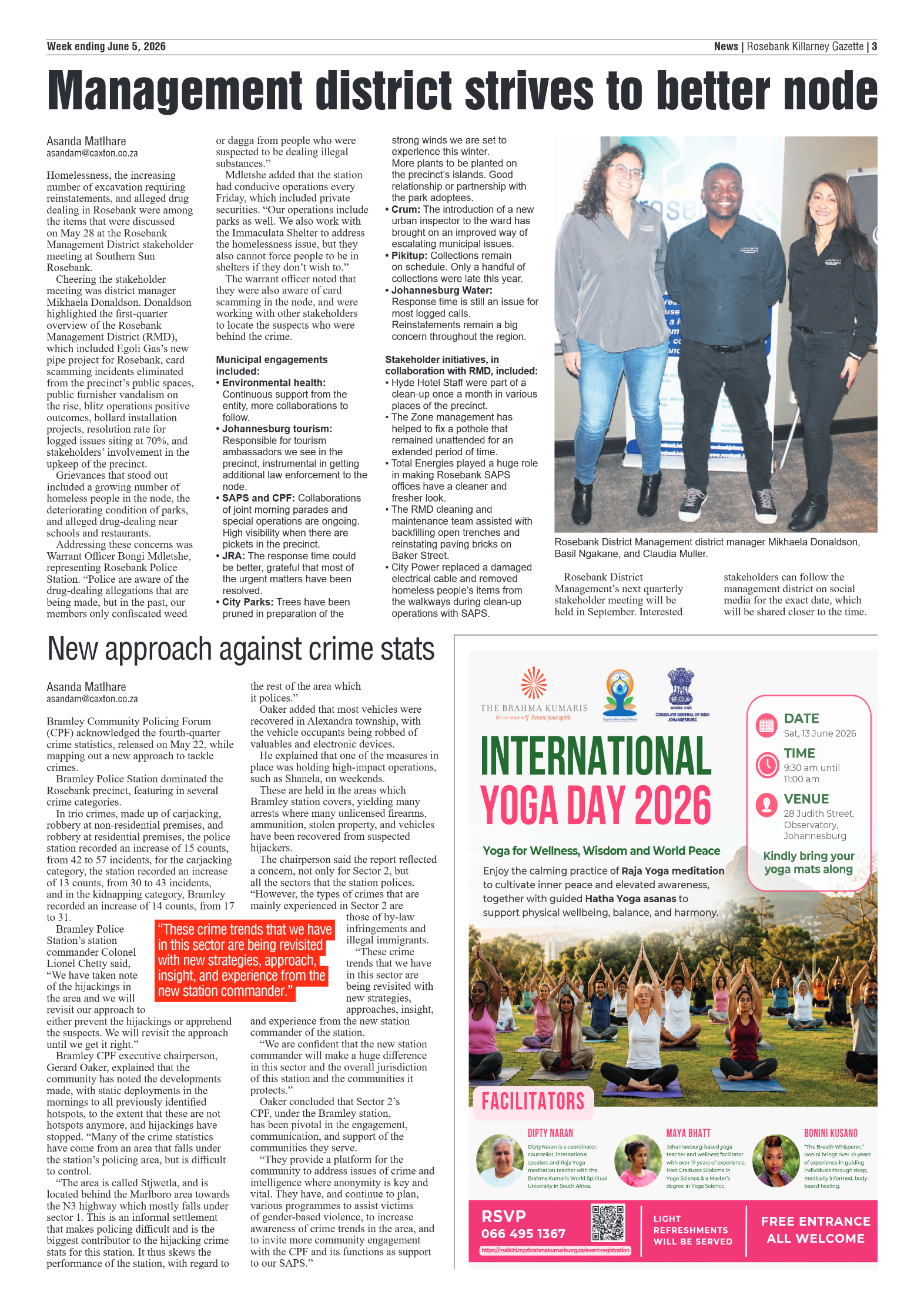 Rosebank Killarney Gazette 5 June 2026 page 3