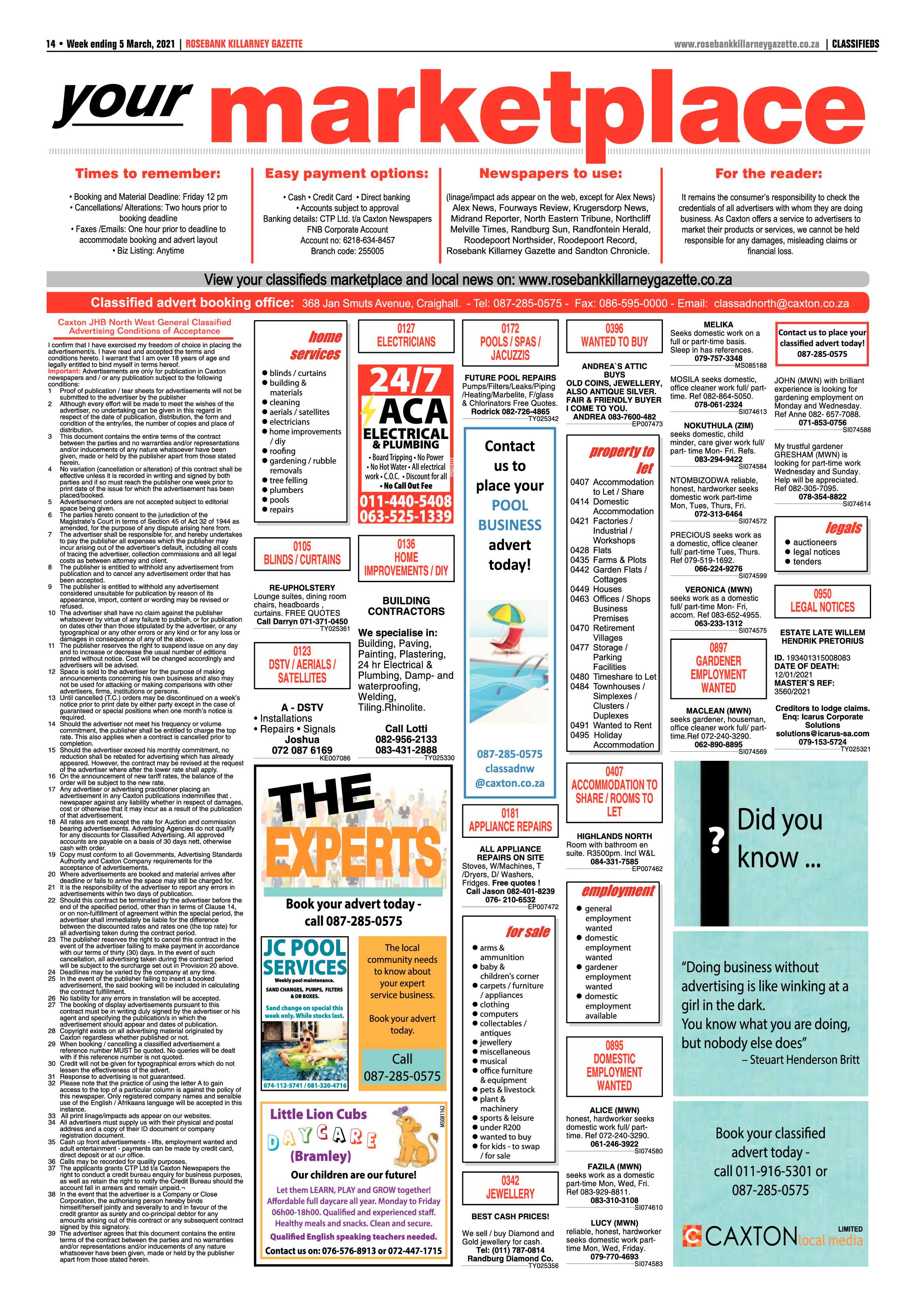 Rosebank Killarney Gazette 5 March 2021 page 14