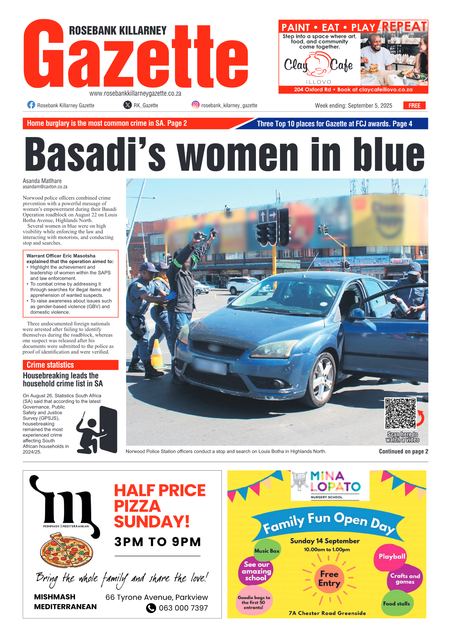 Rosebank Killarney Gazette 5 September 2025 page 1