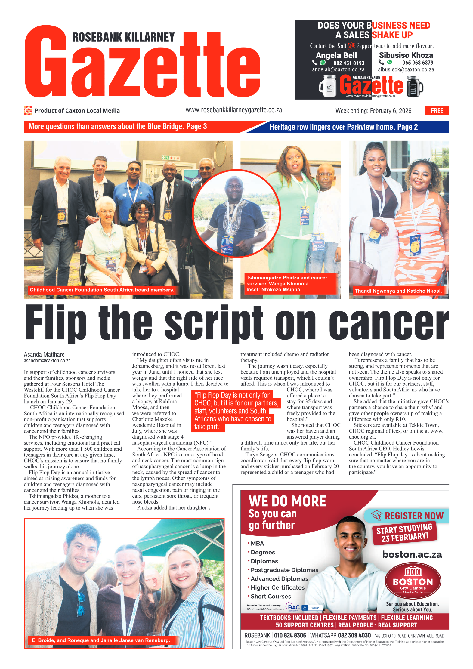 Rosebank Killarney Gazette 6 February 2026 page 1