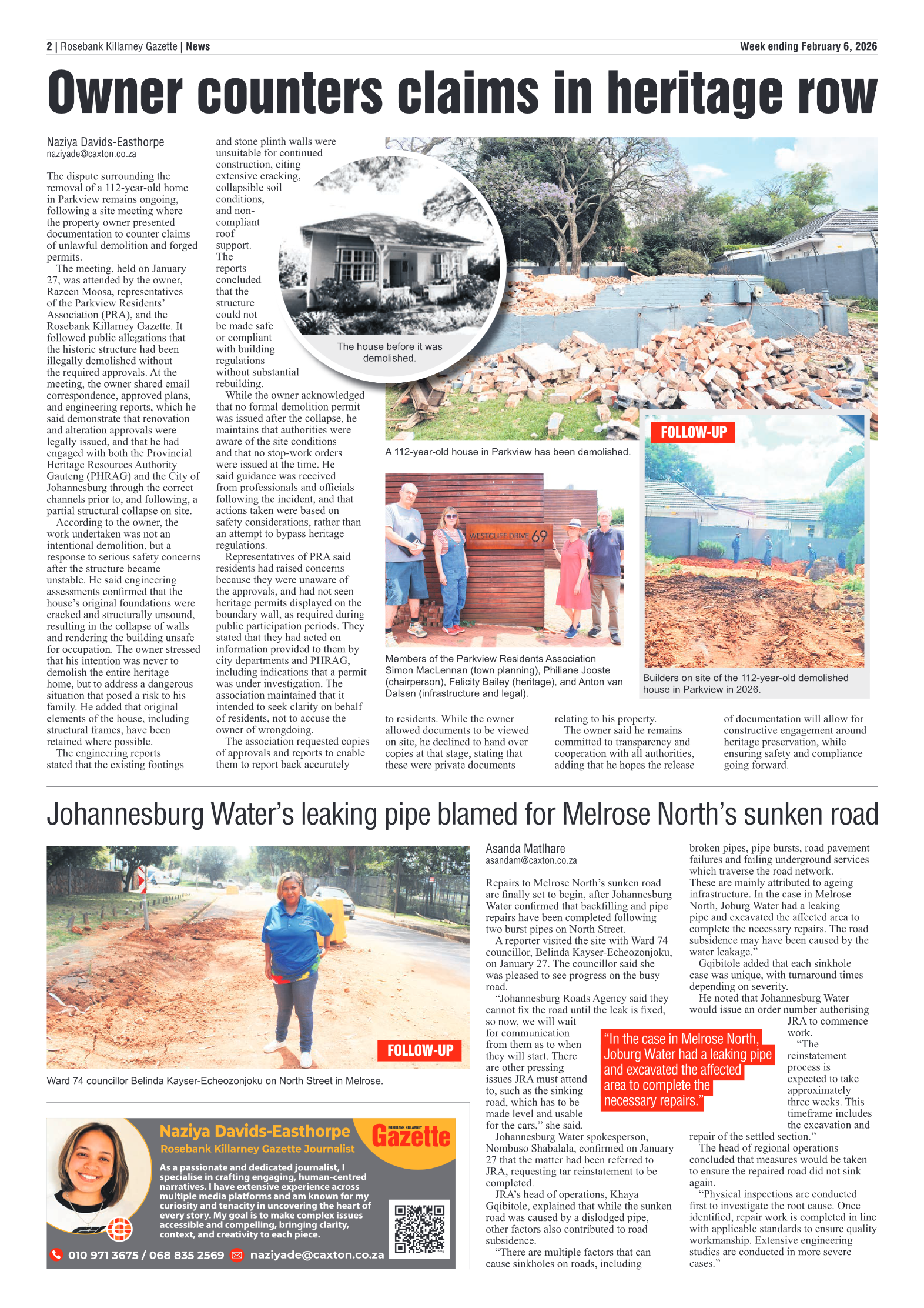 Rosebank Killarney Gazette 6 February 2026 page 2
