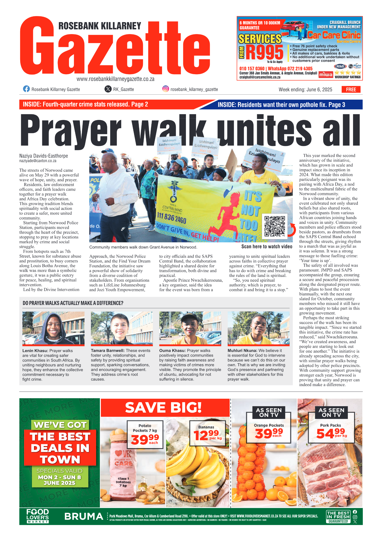 Rosebank Killarney Gazette 6 June 2025 page 1
