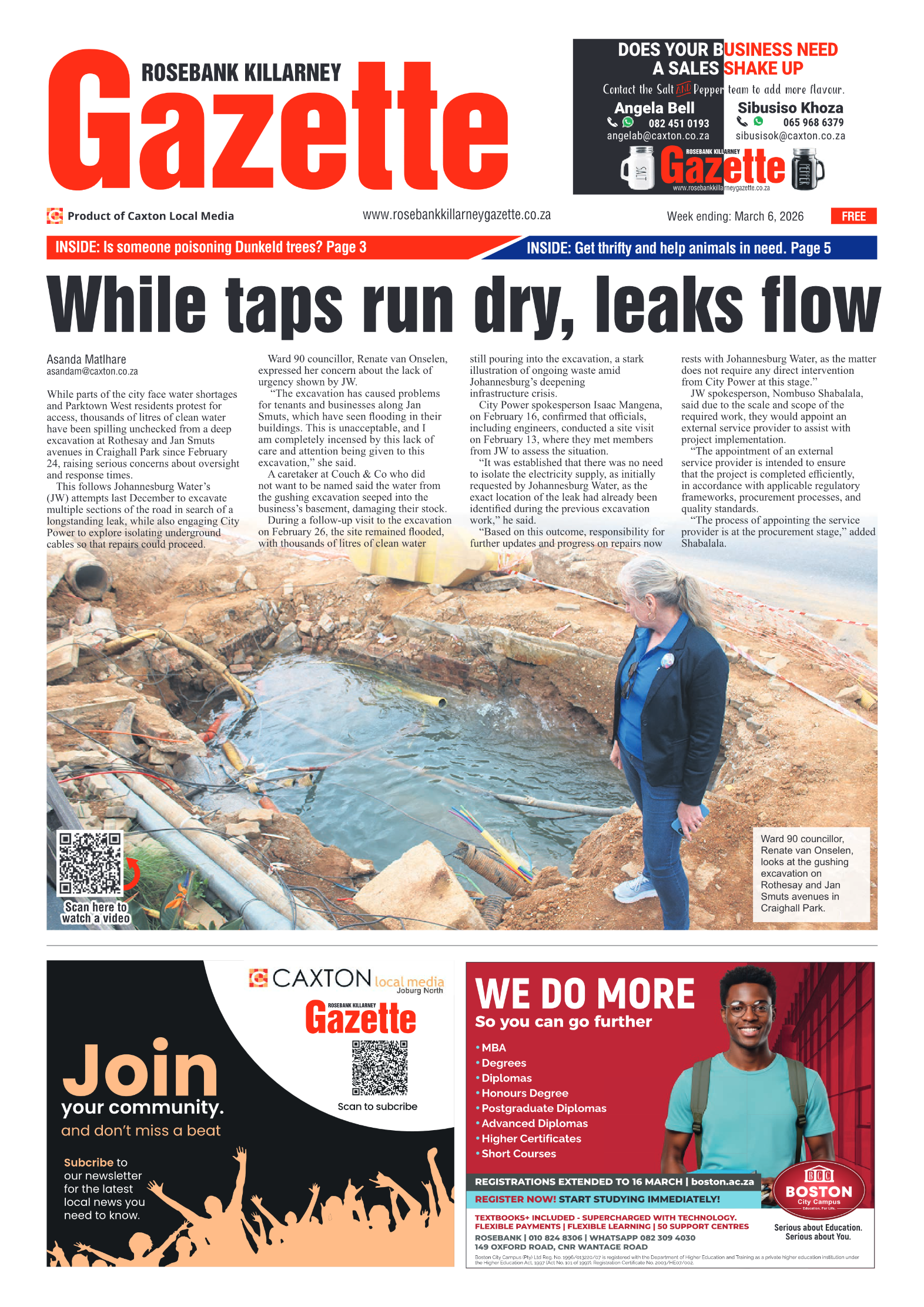 Rosebank Killarney Gazette 6 March 2026 page 1