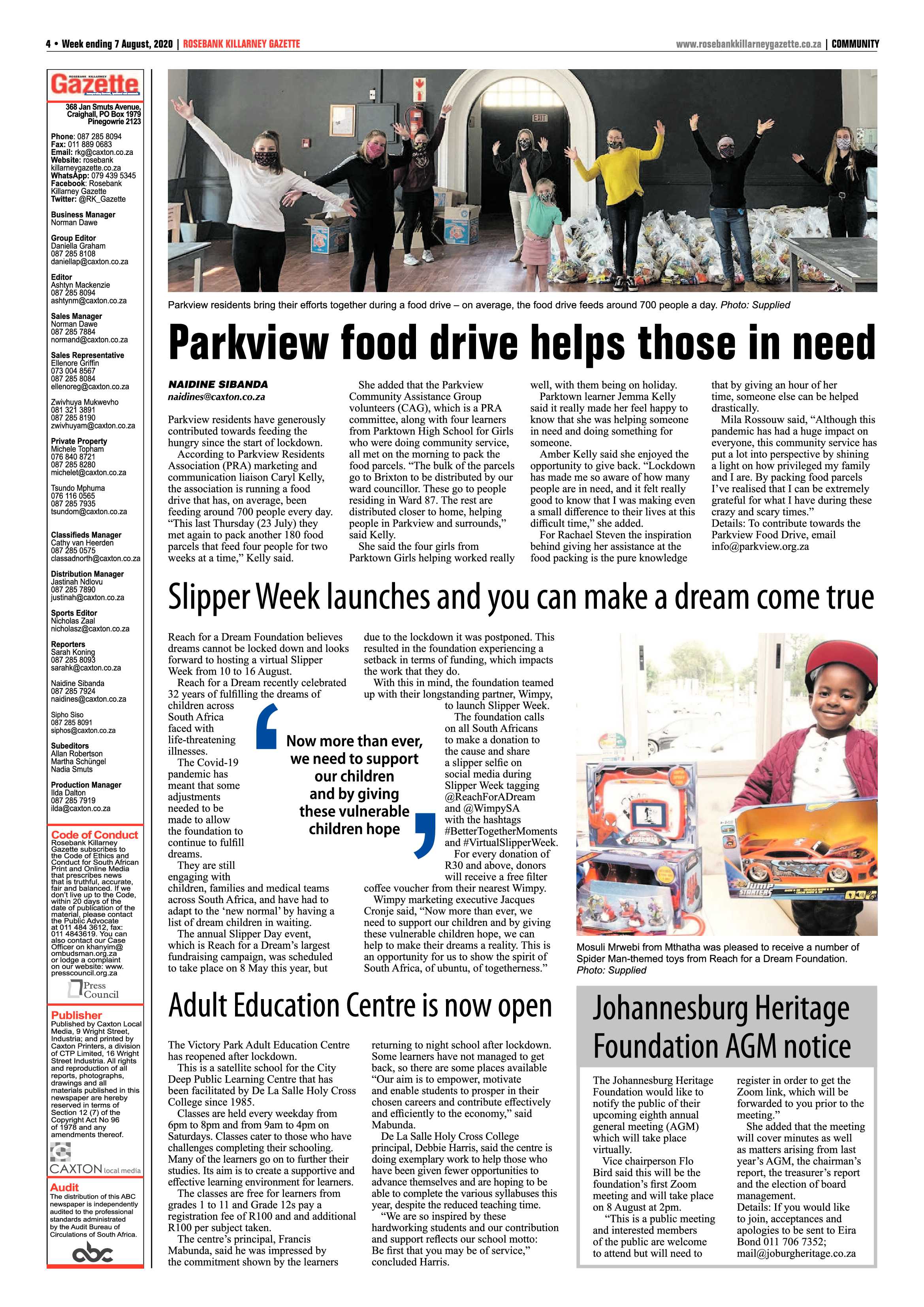 Rosebank Killarney Gazette 07 August 2020 page 4