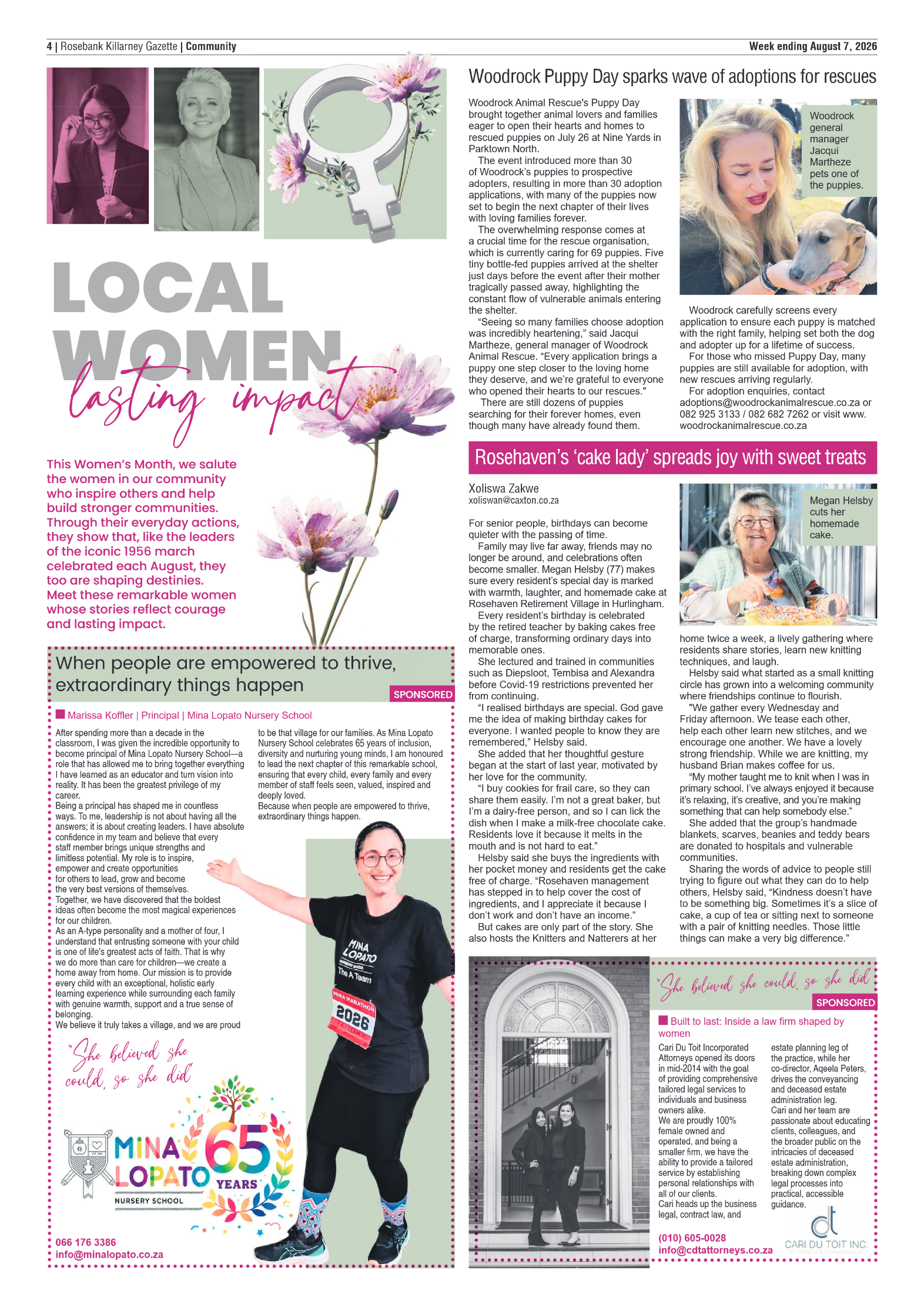 Rosebank Killarney Gazette 7 August 2026 page 4
