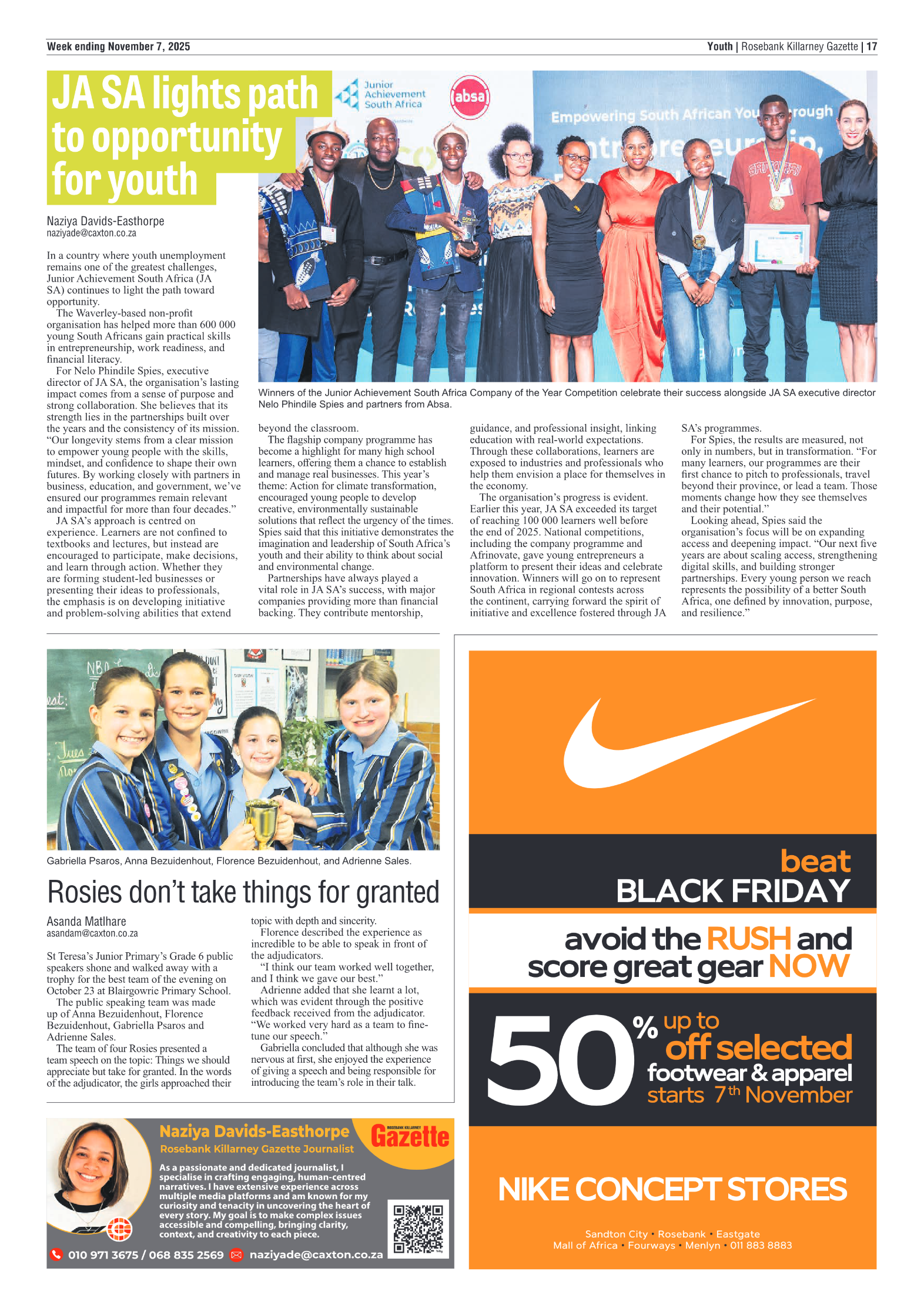 Rosebank Killarney Gazette 7 November 2025 page 17
