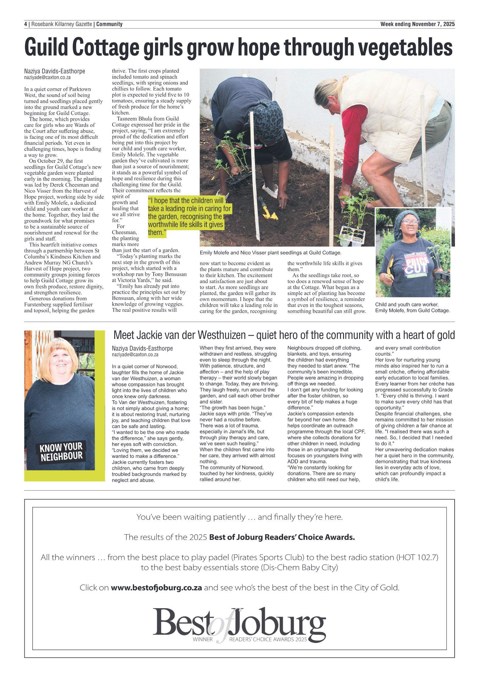 Rosebank Killarney Gazette 7 November 2025 page 4