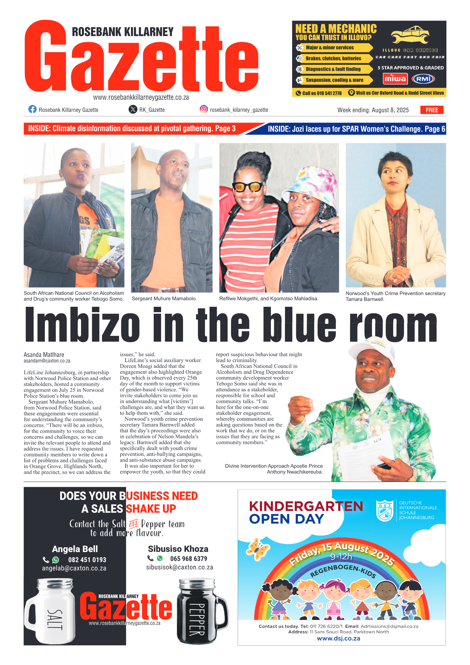 Rosebank Killarney Gazette 8 August 2025 page 1