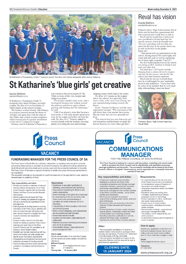 Rosebank Killarney Gazette 8 December 2023 page 10