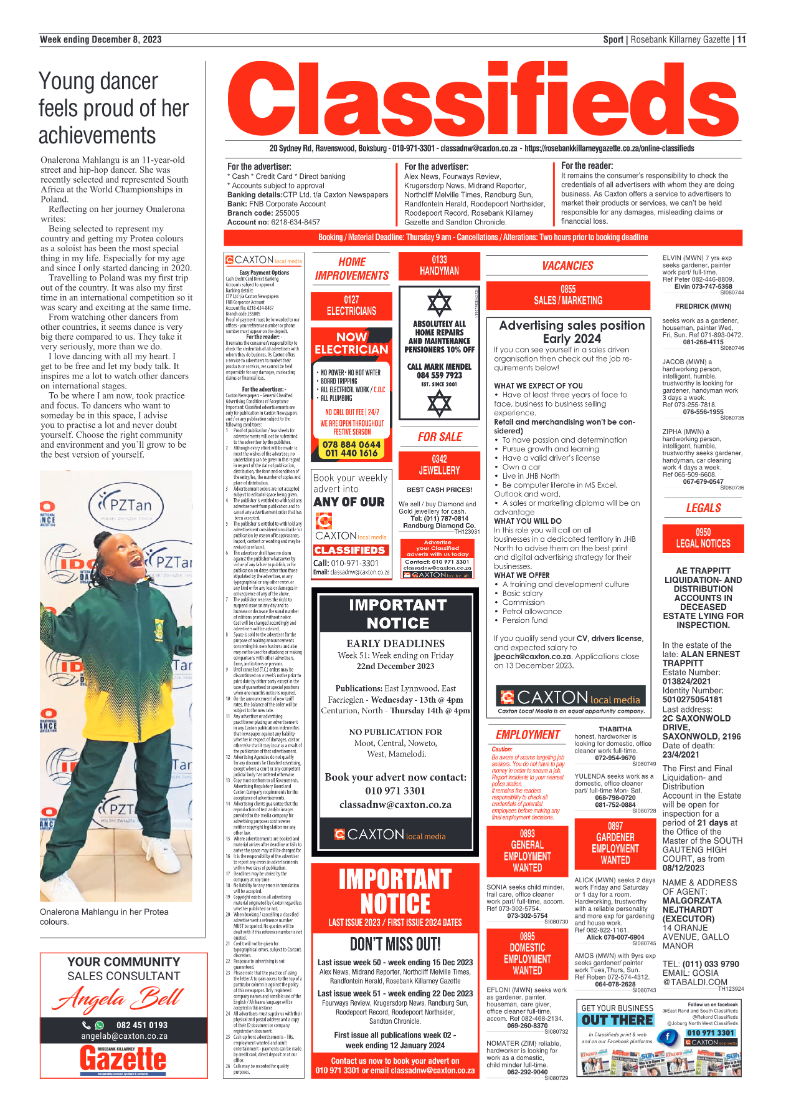 Rosebank Killarney Gazette 8 December 2023 page 11