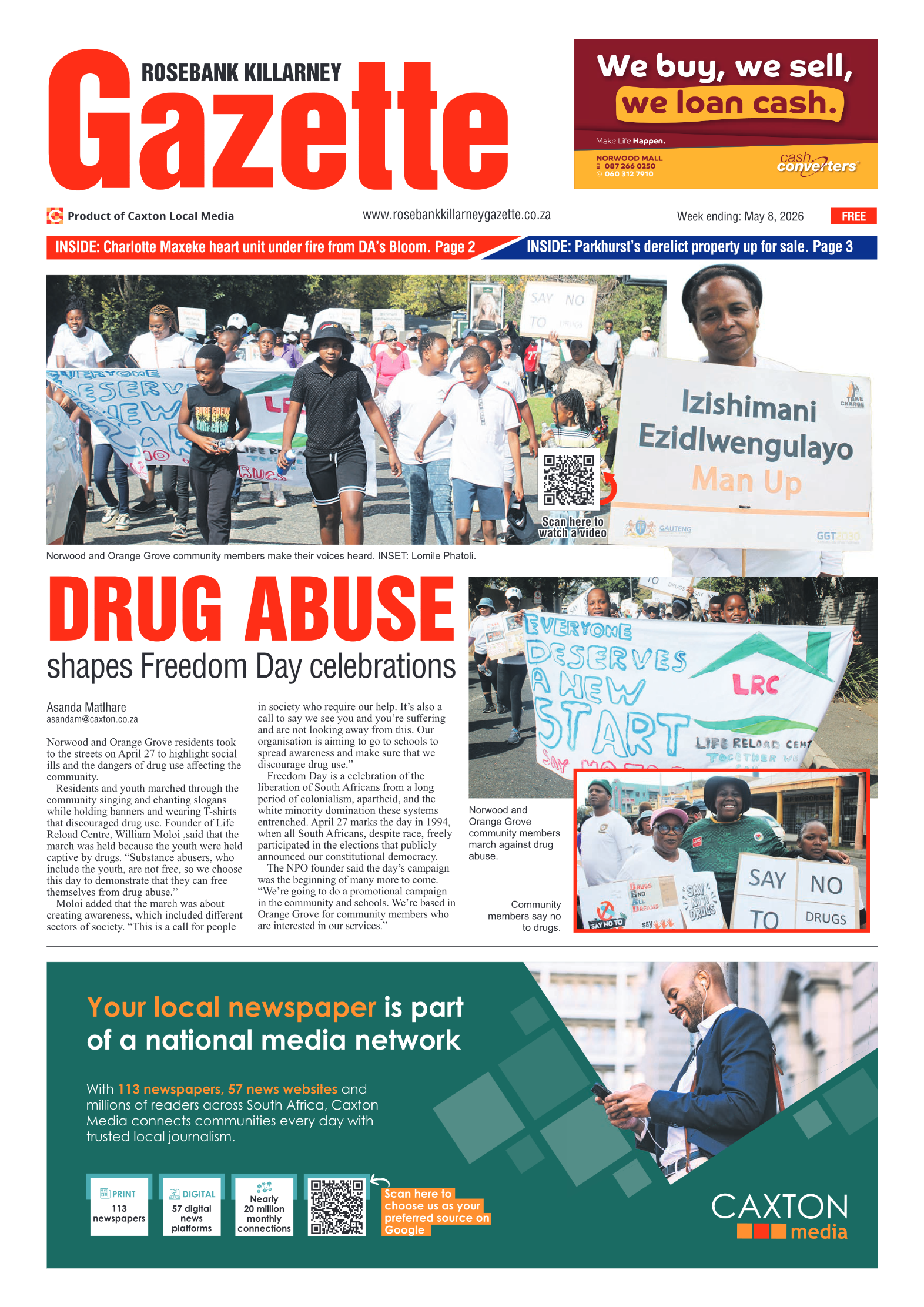 Rosebank Killarney Gazette 8 May 2026 page 1