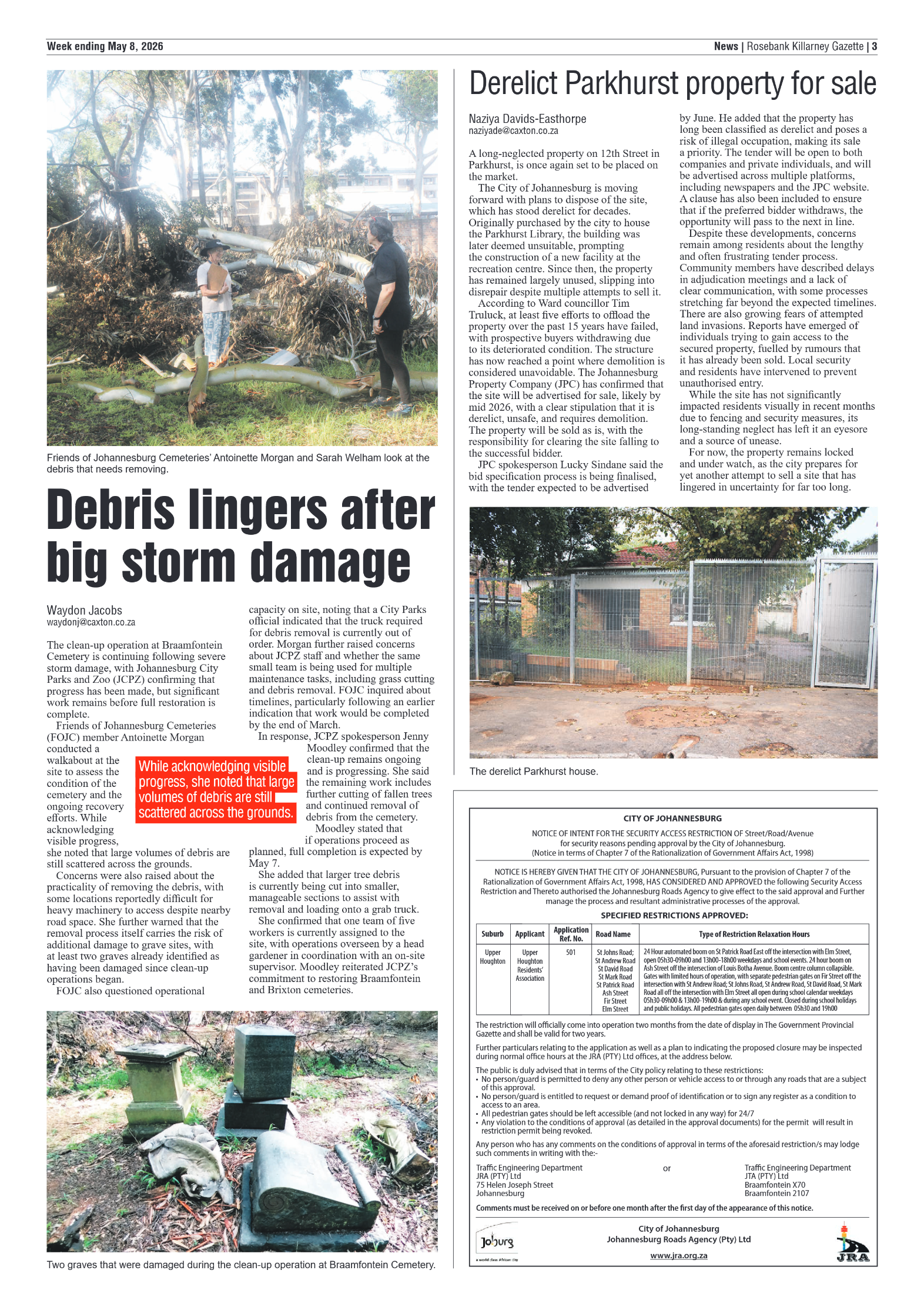 Rosebank Killarney Gazette 8 May 2026 page 3