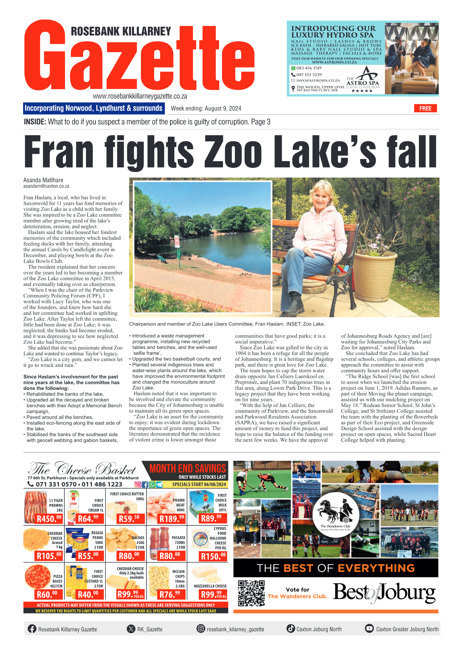 Rosebank Killarney Gazette 9 August 2024 page 1