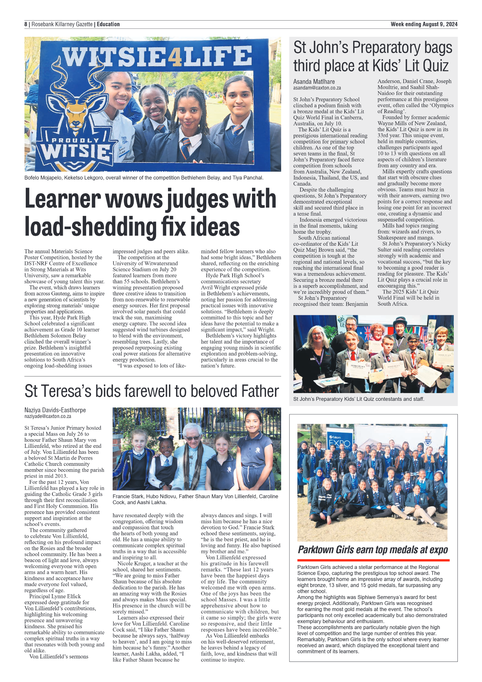 Rosebank Killarney Gazette 9 August 2024 page 8
