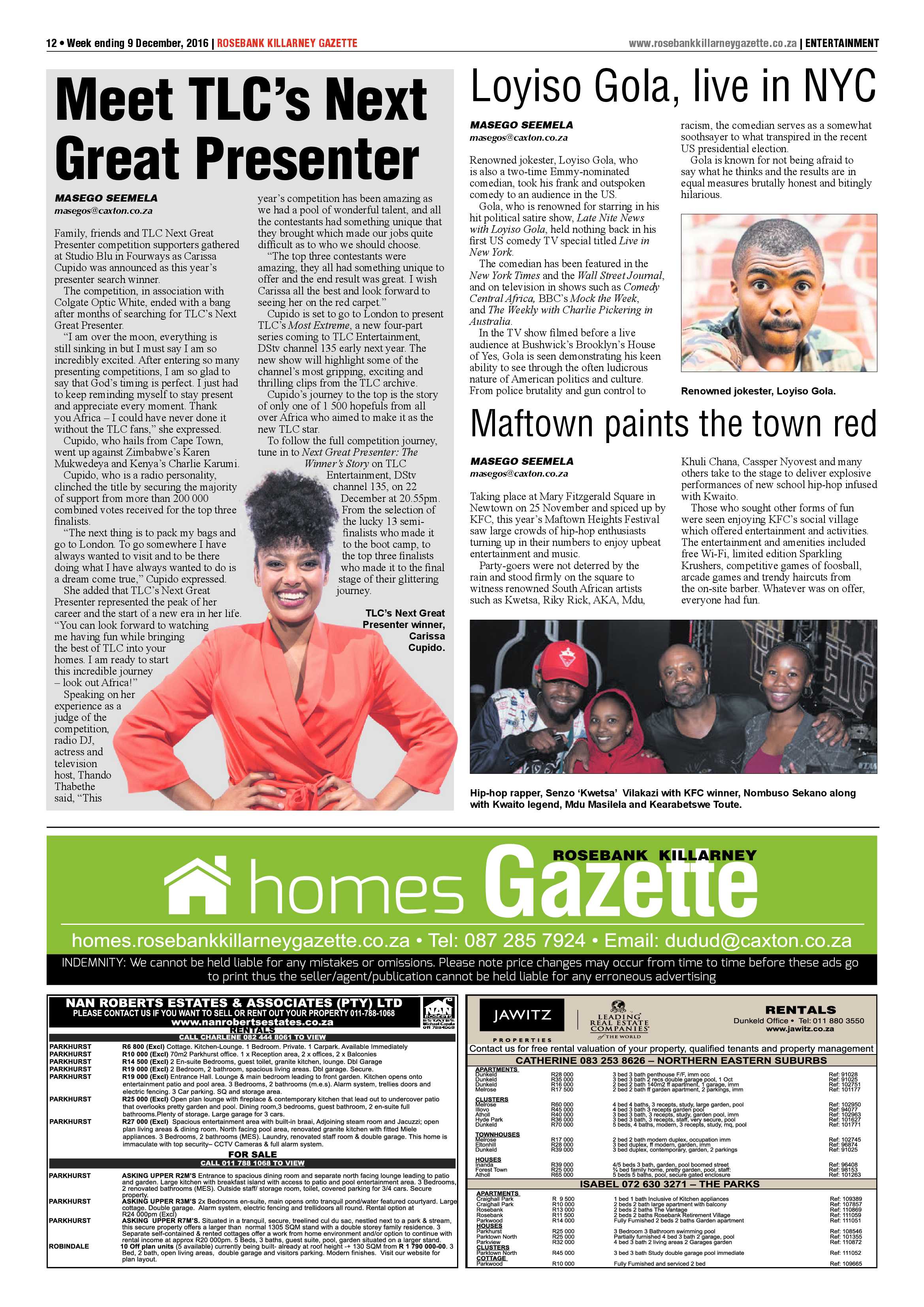 Rosebank Killarney Gazette 9 December 2016 page 12
