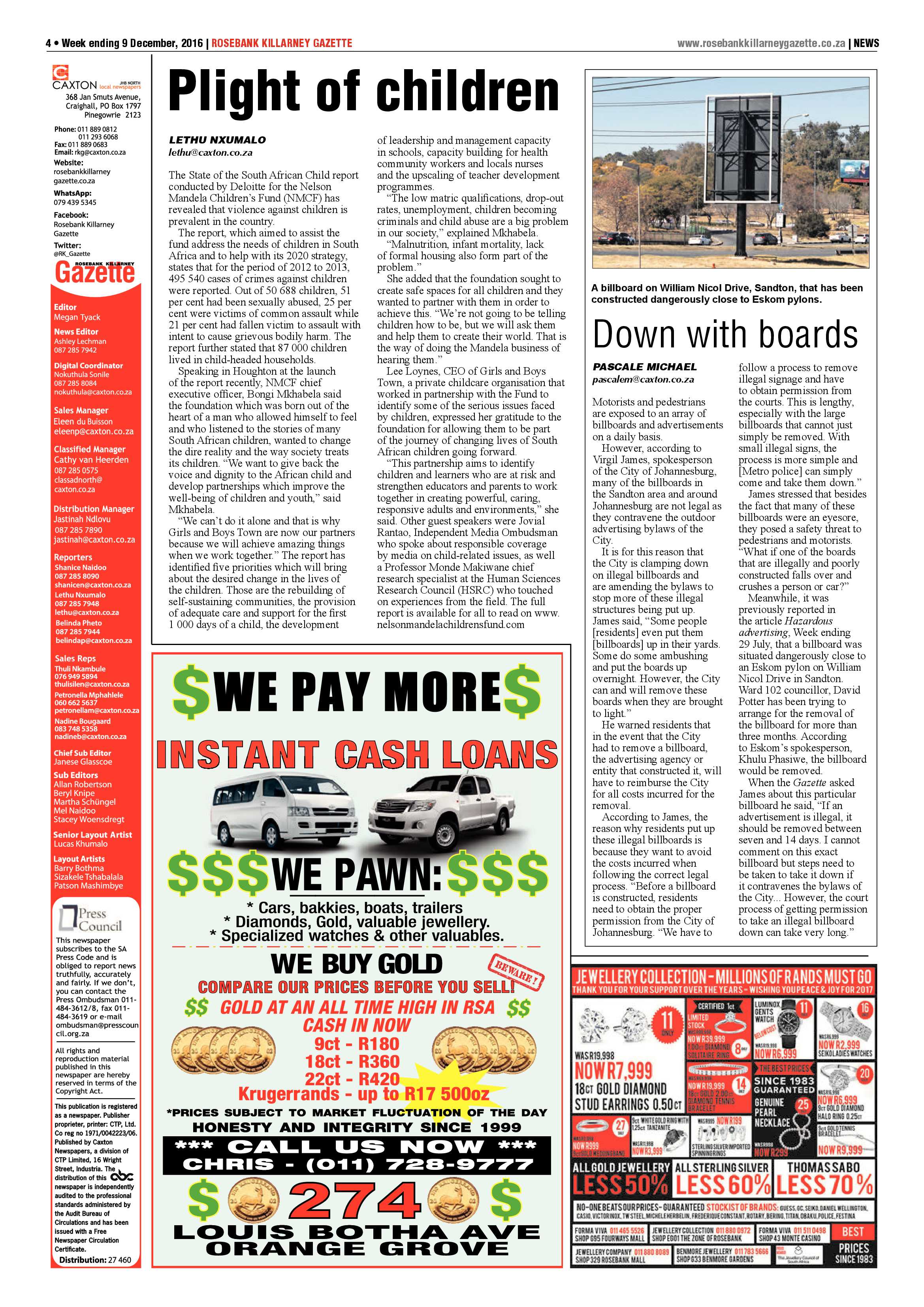 Rosebank Killarney Gazette 9 December 2016 page 4