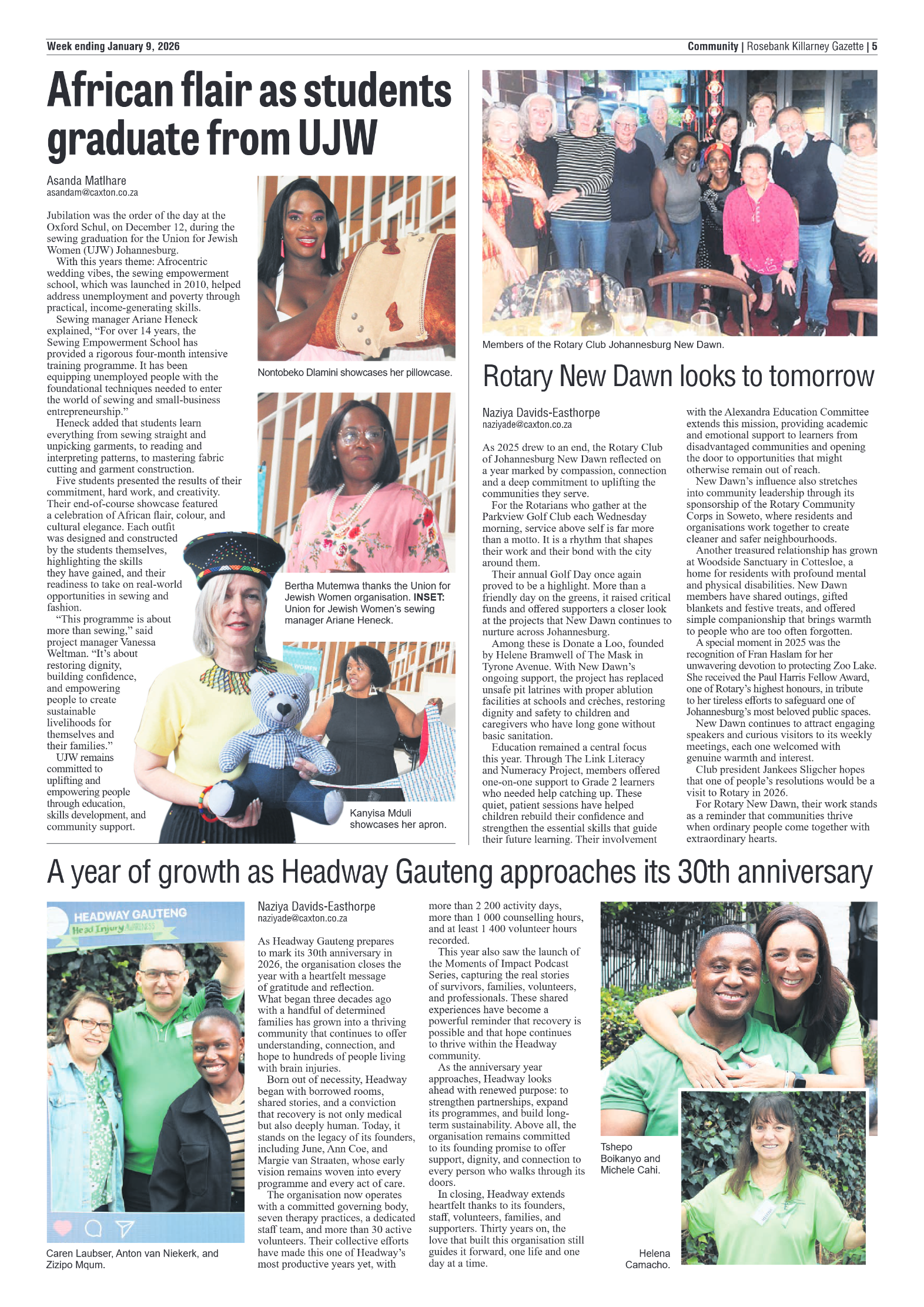 Rosebank Killarney Gazette 9 January 2026 page 5