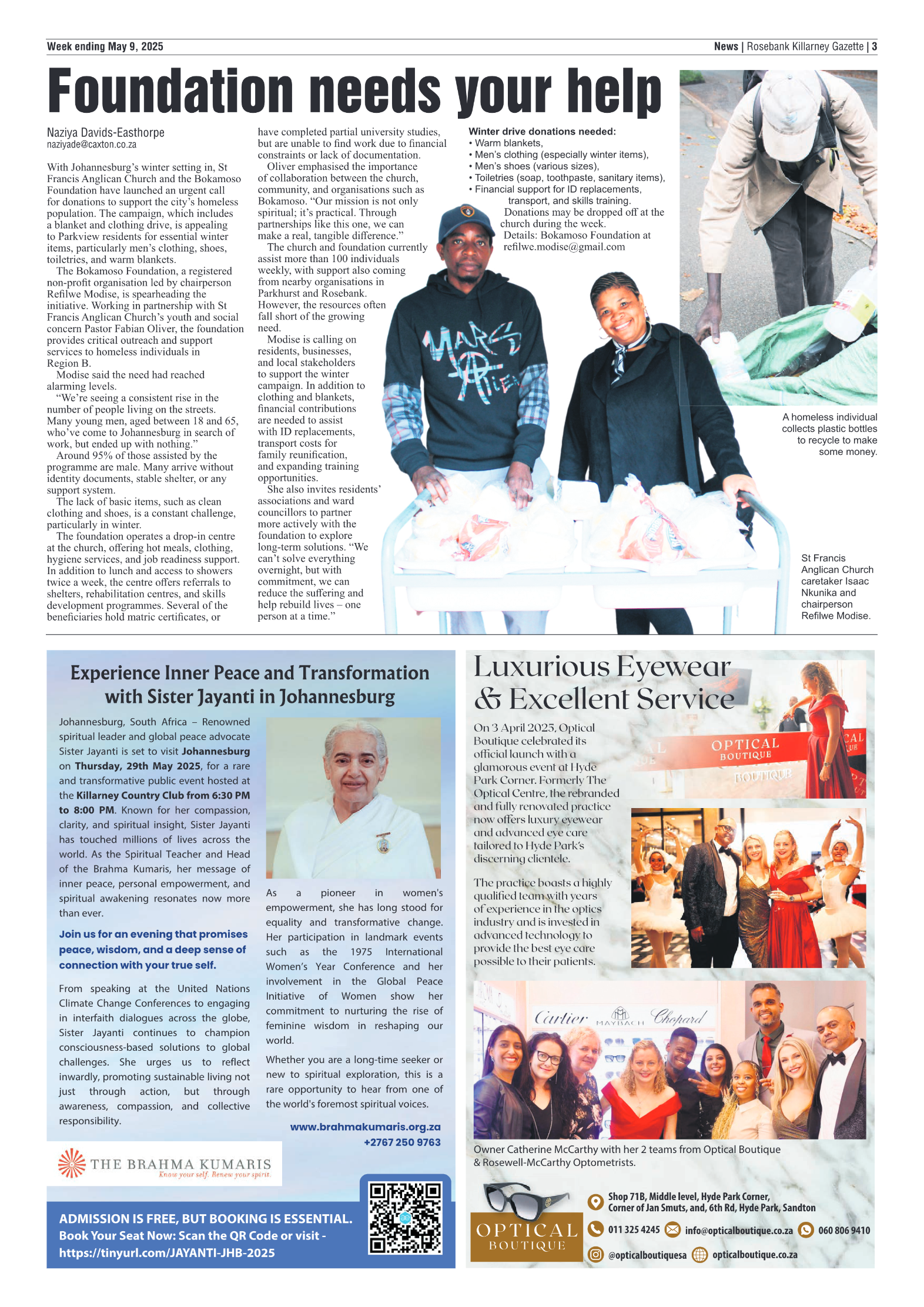 Rosebank Killarney Gazette 9 May 2025 page 3