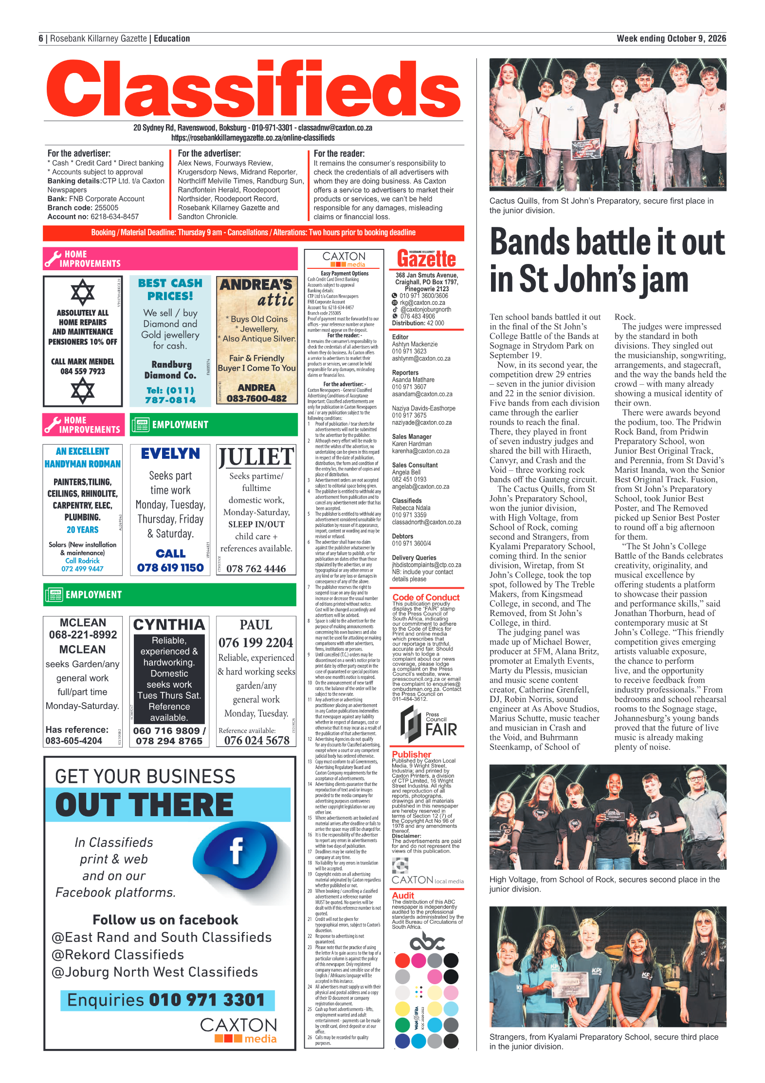 Rosebank Killarney Gazette 9 October 2026 page 6