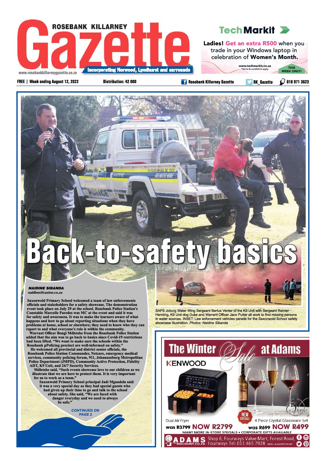 Rosebank Killarney Gazette August 12 2022 page 1
