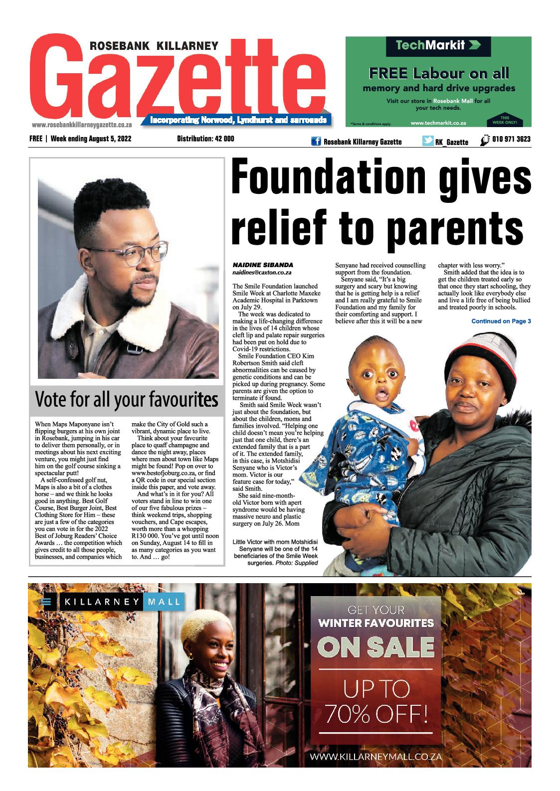 Rosebank Killarney Gazette August 5 2022 page 1