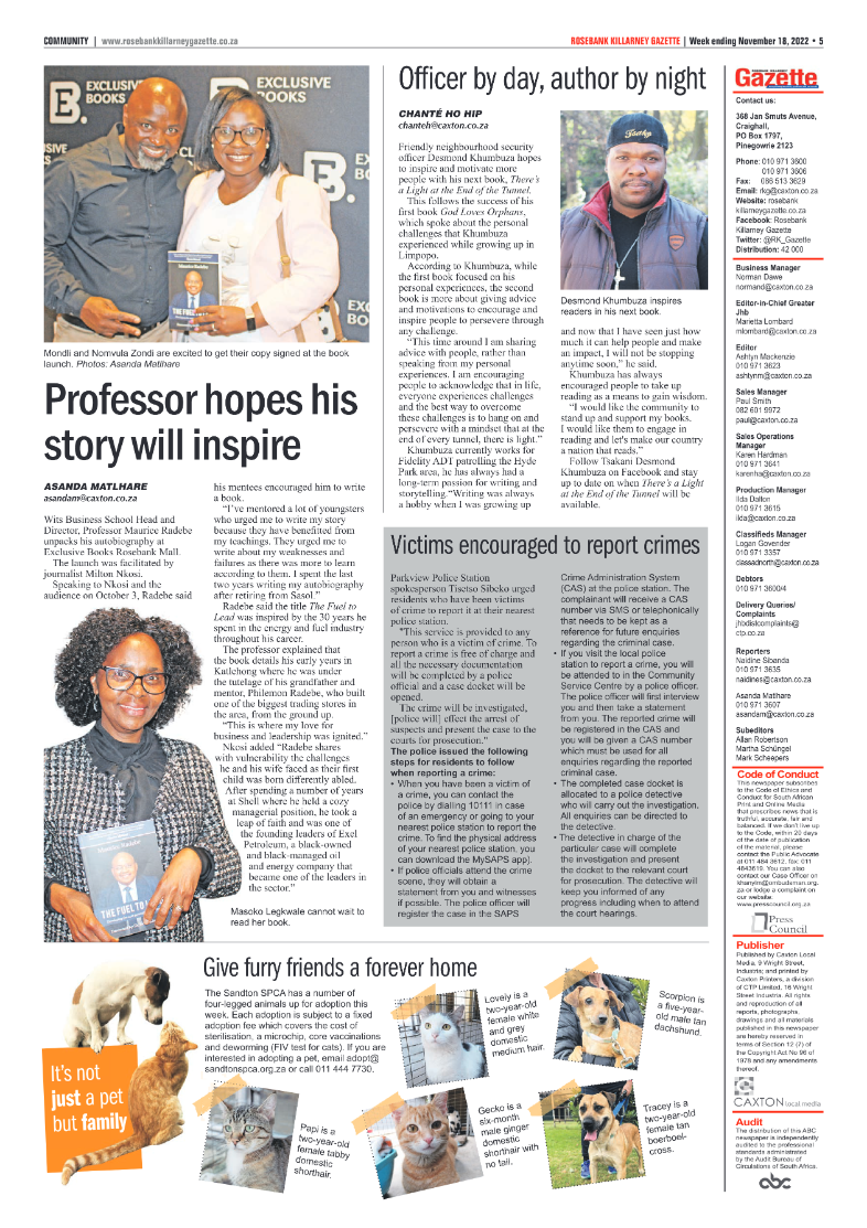 Rosebank Killarney Gazette Nov 18 2022 page 5