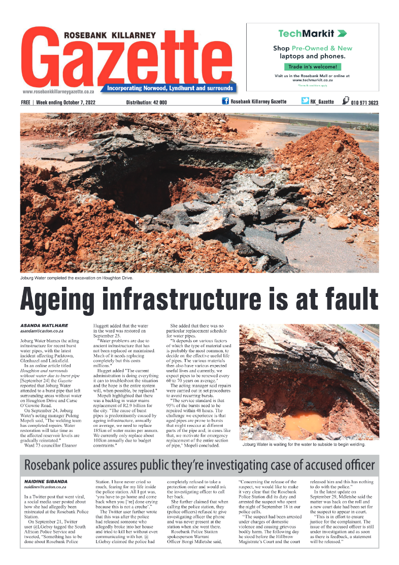 Rosebank Killarney Gazette October 7 2022 page 1