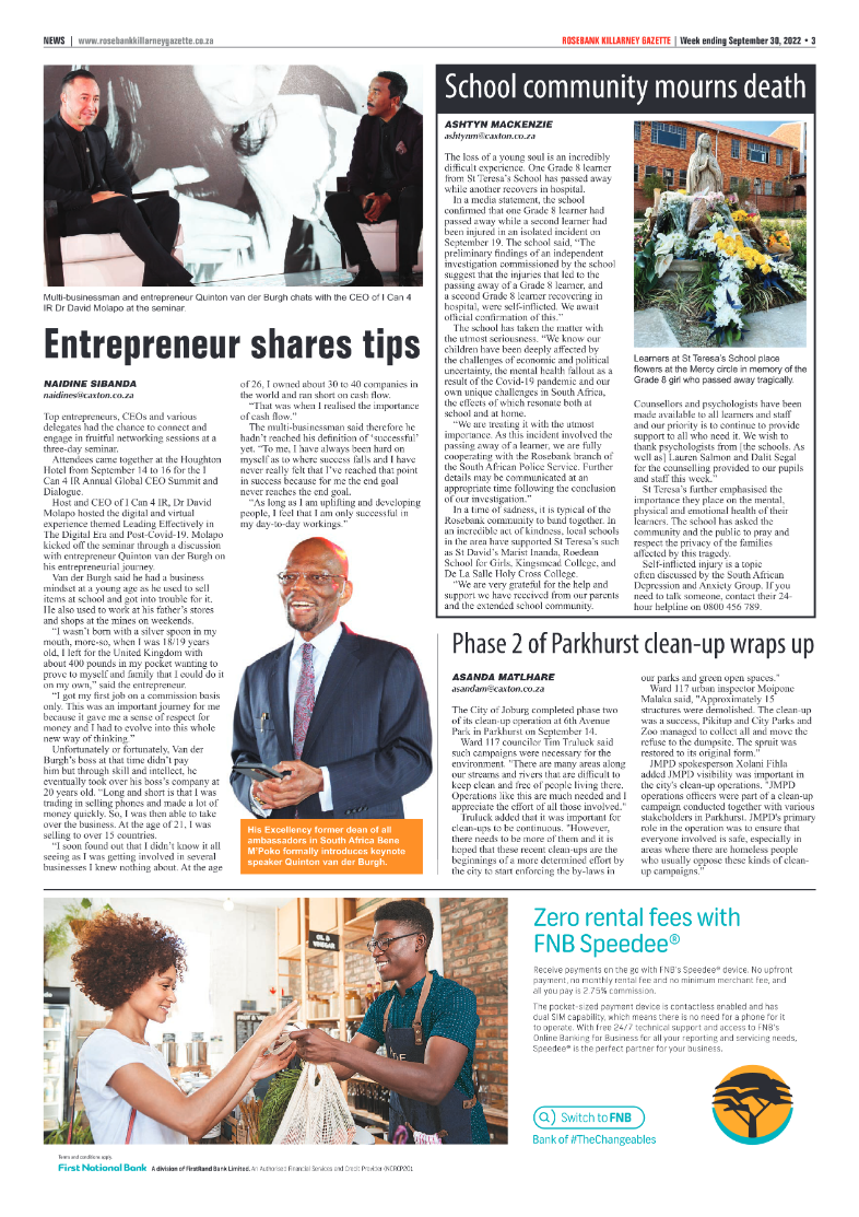 Rosebank Killarney Gazette September 30 2022 page 3