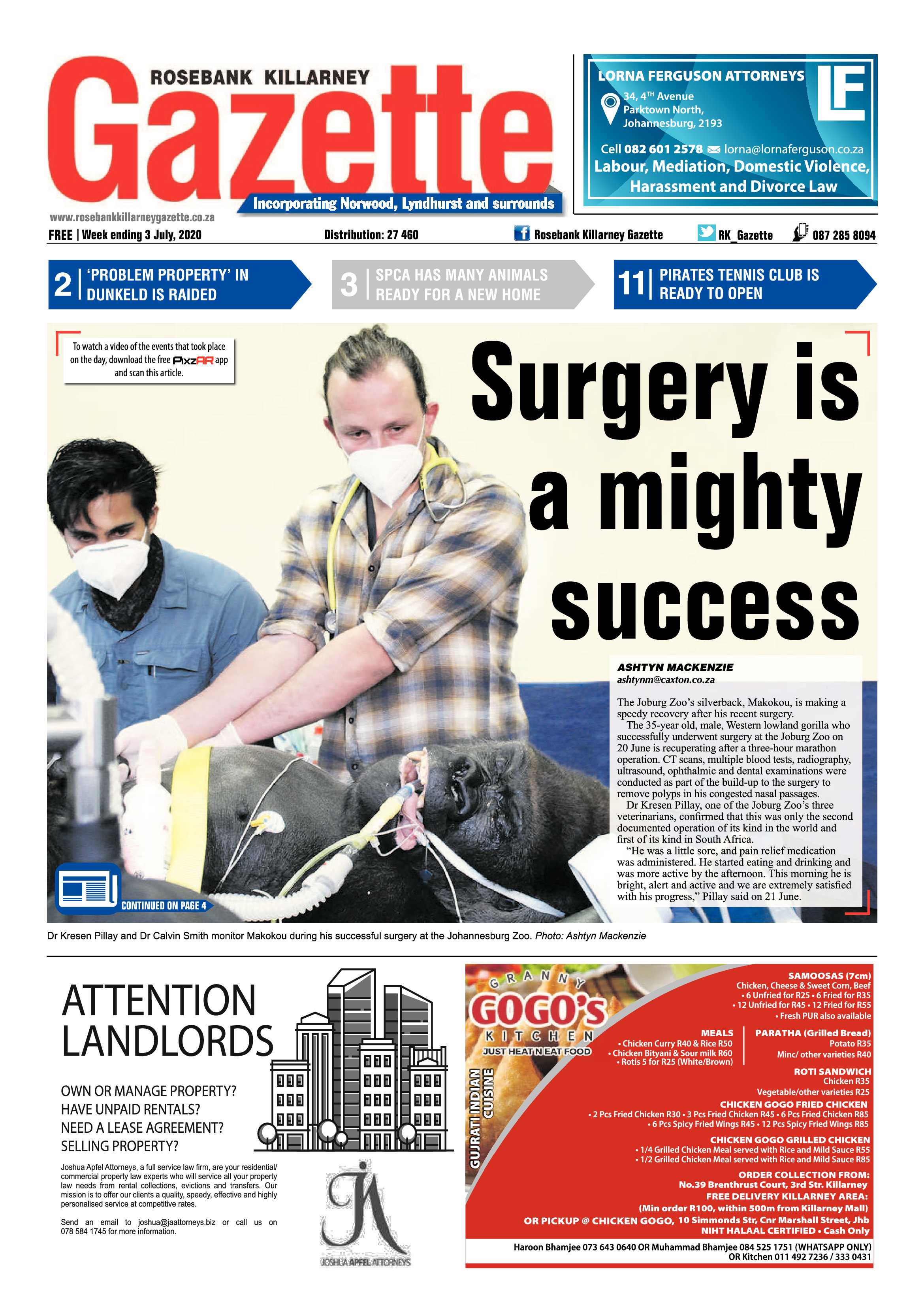 Rosebank Killarney Gazette 03 July 2020 page 1