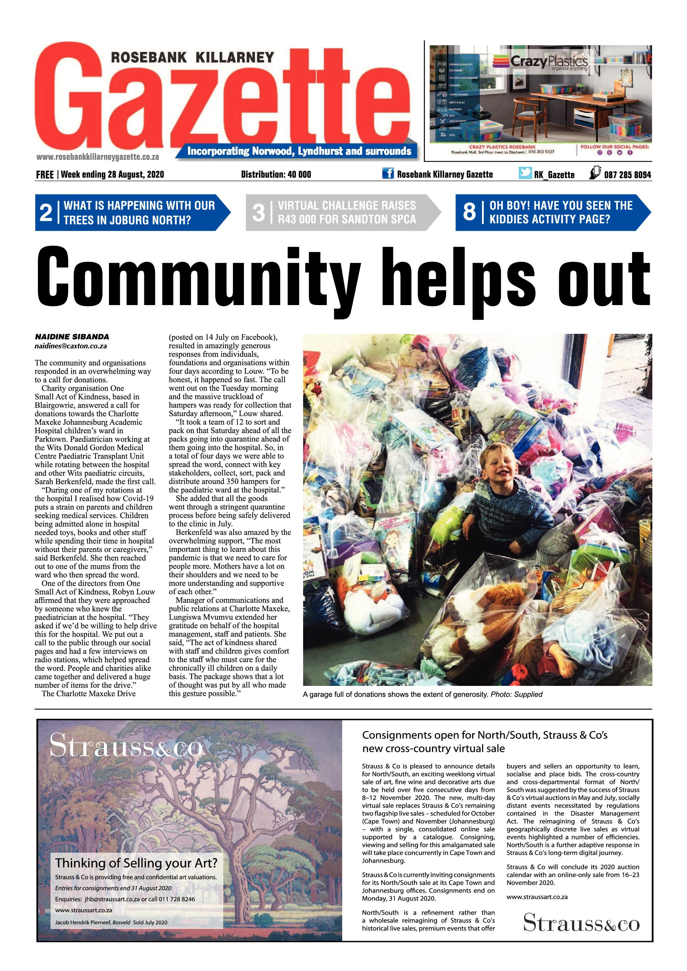 Rosebank Killarney Gazette 28 August 2020 page 1