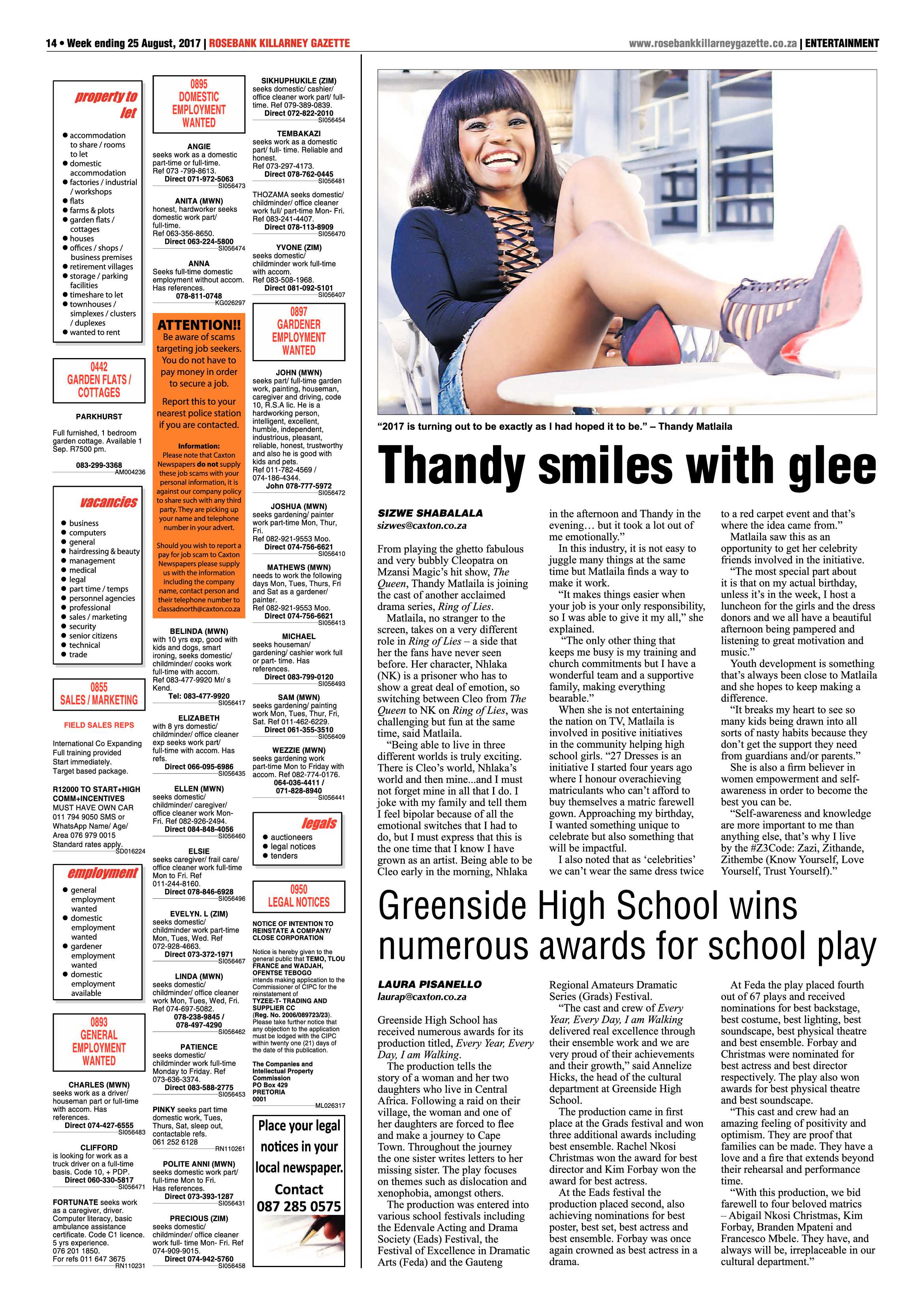 Rosebank Killarney Gazette 25 August 2017 page 14