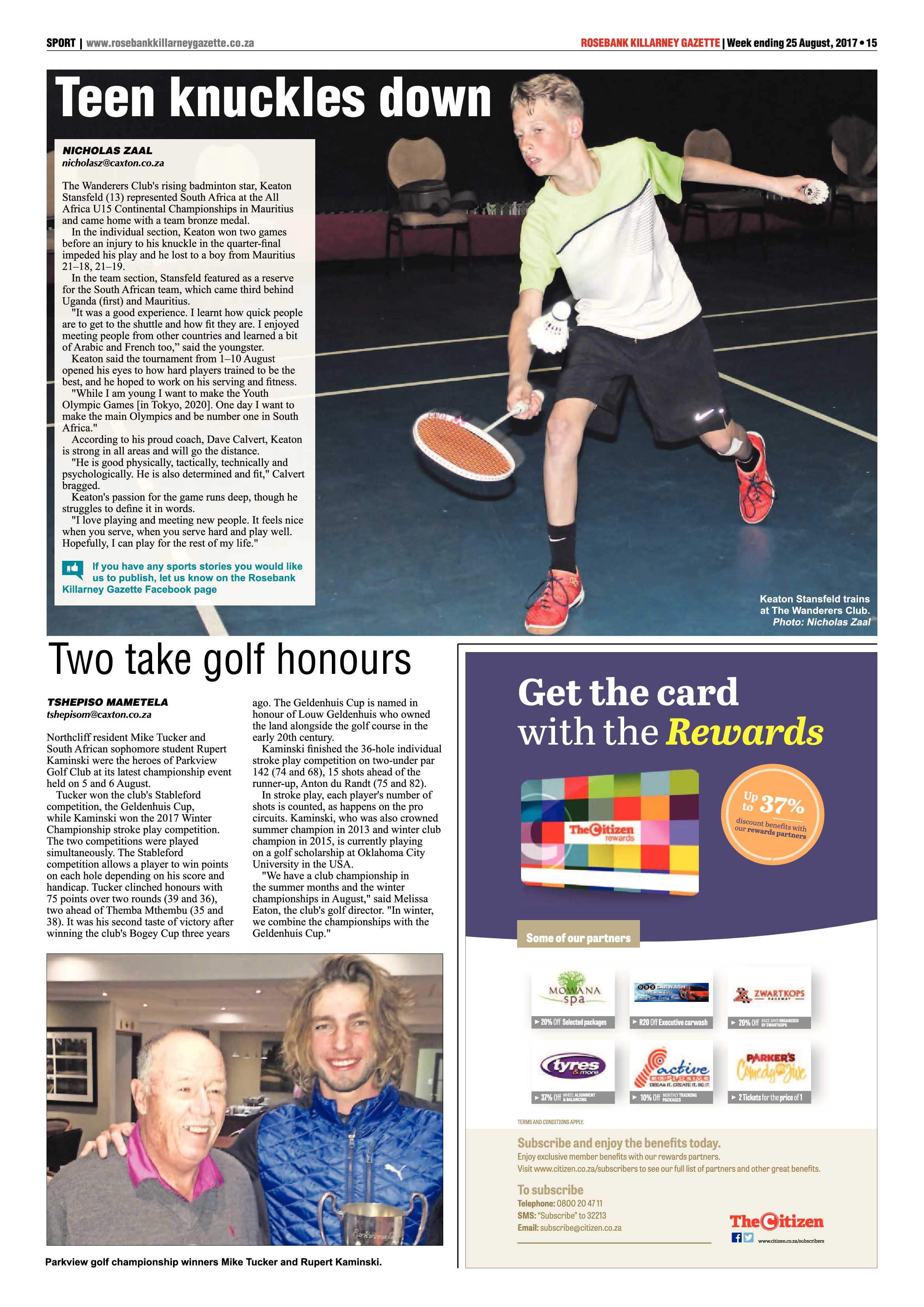 Rosebank Killarney Gazette 25 August 2017 page 15