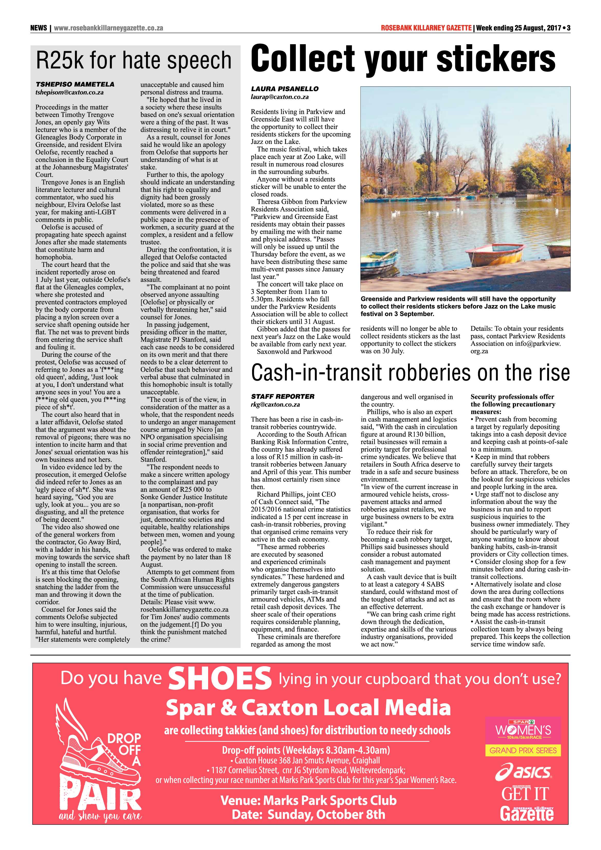 Rosebank Killarney Gazette 25 August 2017 page 3